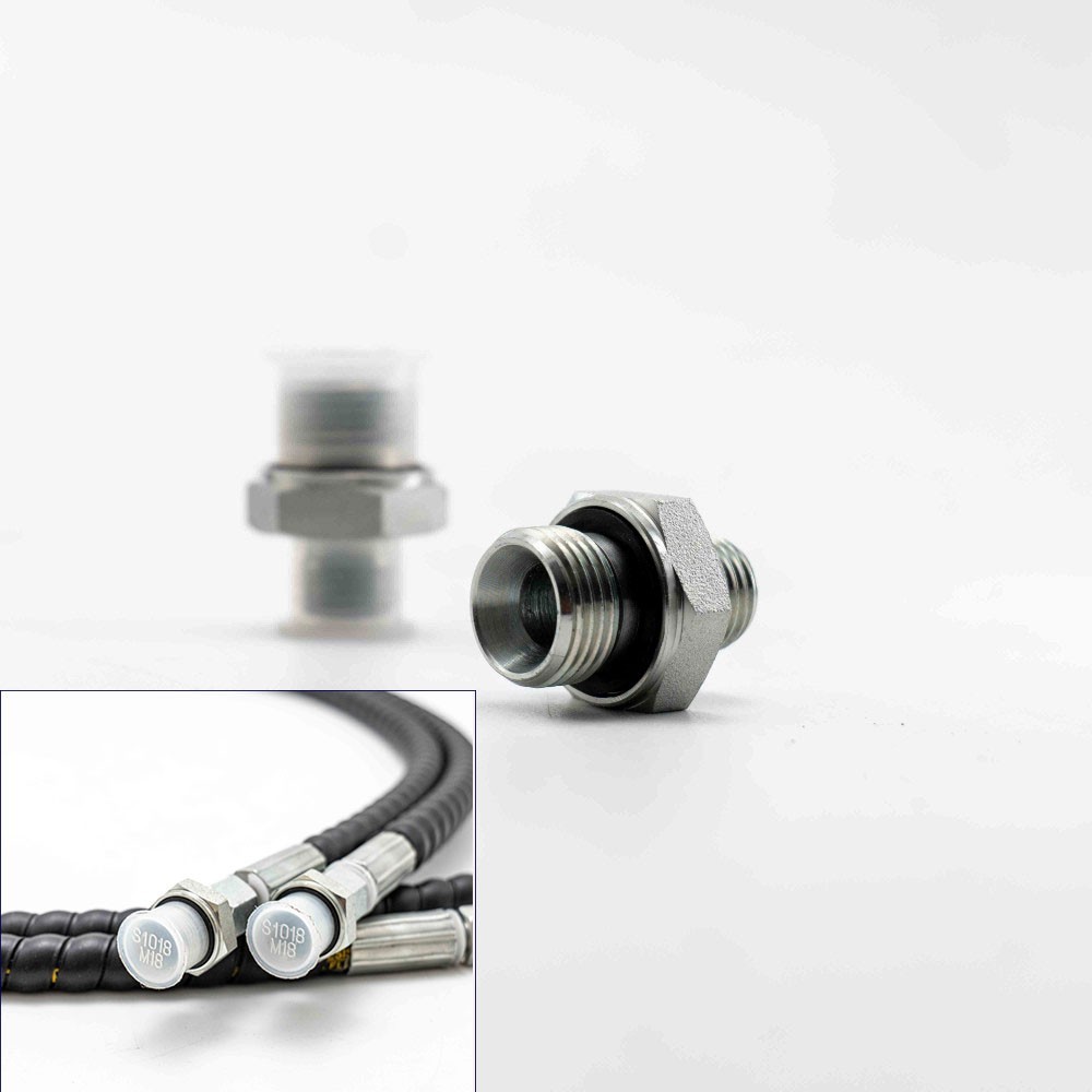 2Pcs 14H to 18ED Fitting Adapters Excavator Hydraulic Hose Pipe Thread Connector