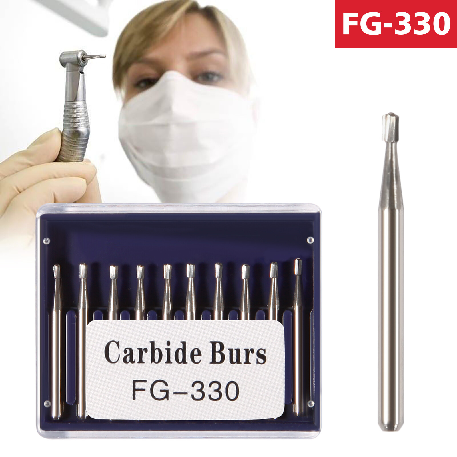 FG # 330 Dental Carbide 19mm Burs (100pcs=10 Packs)