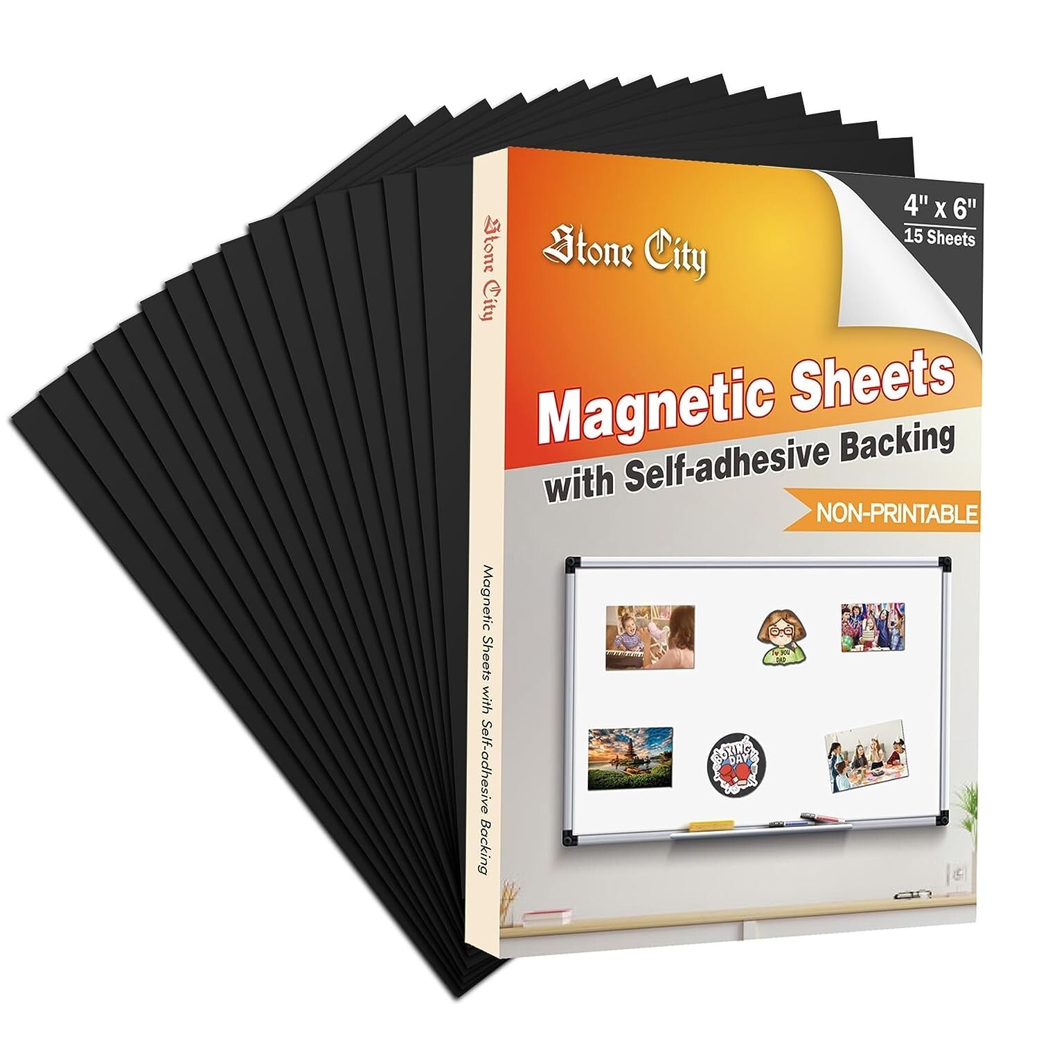 Stone City Self Adhesive Magnet Sheets 4X6 15Pcs Strong Flexible for Photo Strip