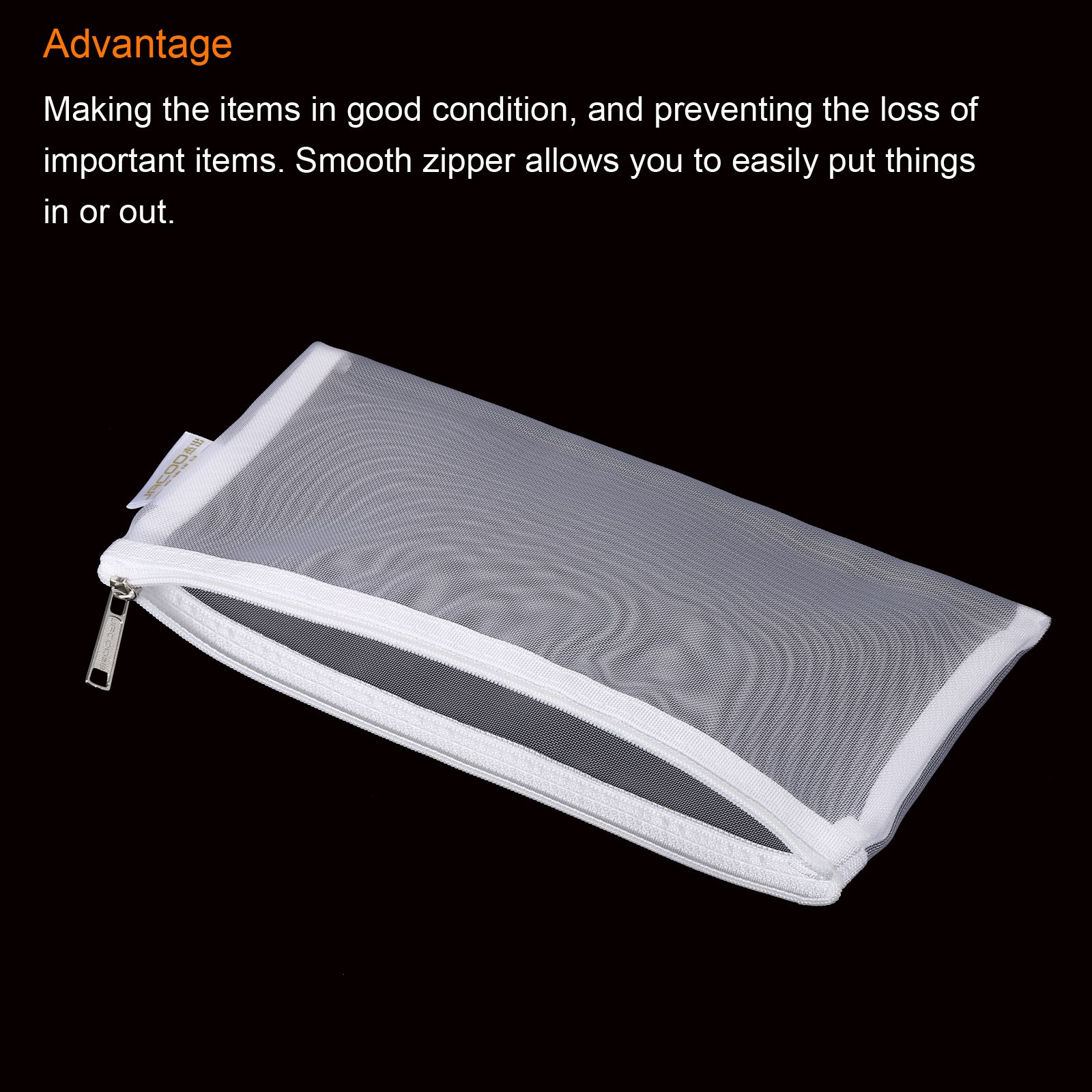 5pcs Mesh Cosmetic Bags, B6 Nylon Zipper Bag Travel Toiletry Pouch, White
