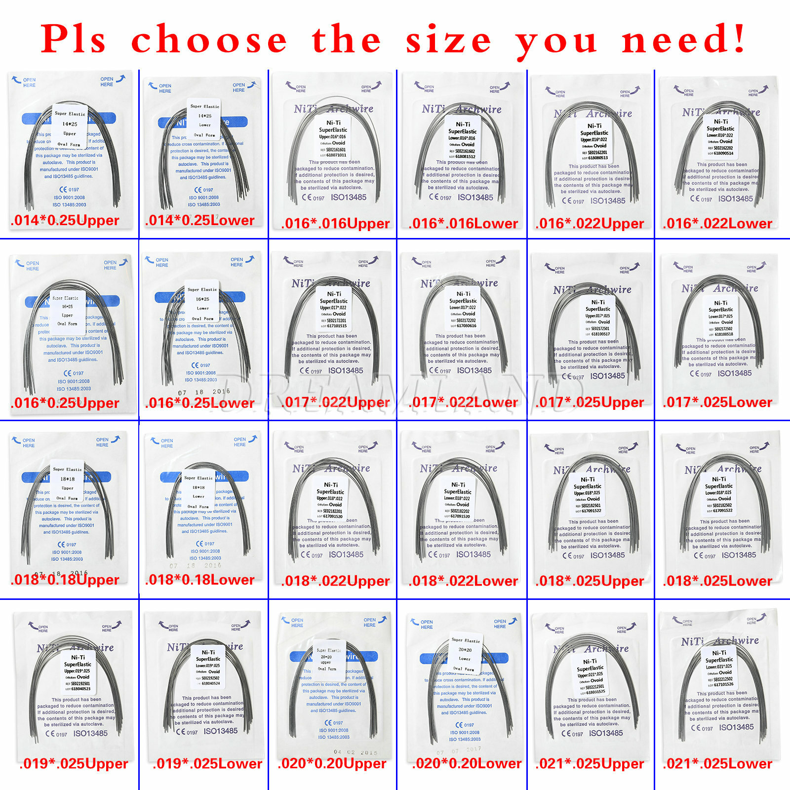 100pcs=10 Packs Dental Orthodontic Niti Rectangular Arch Wire Super Elastic SALE