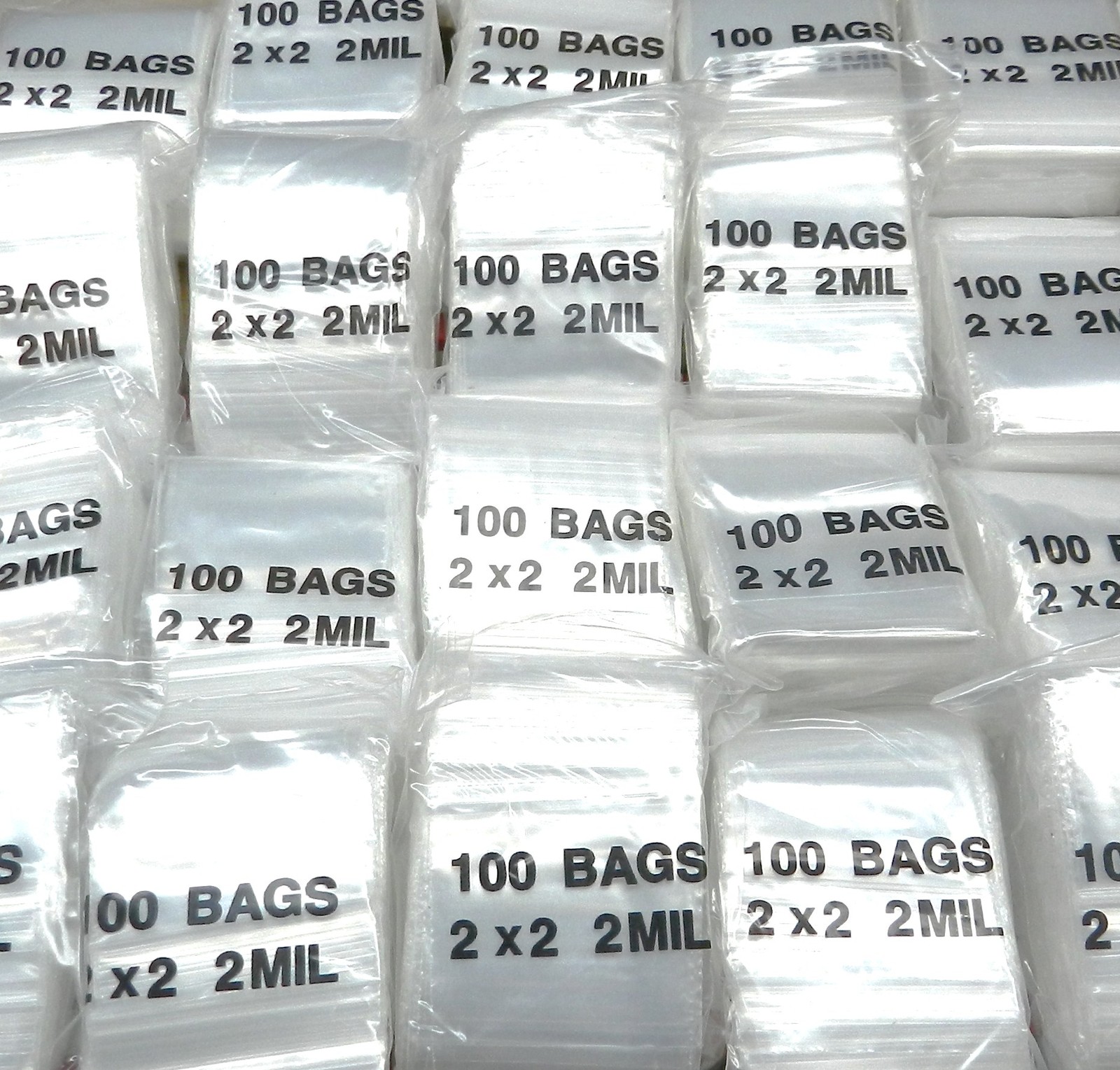 10000 Zip Bags 2 x 2″ Clear Reclosable Slide Seal Lock 2MIL 10,000 2×2 Baggies