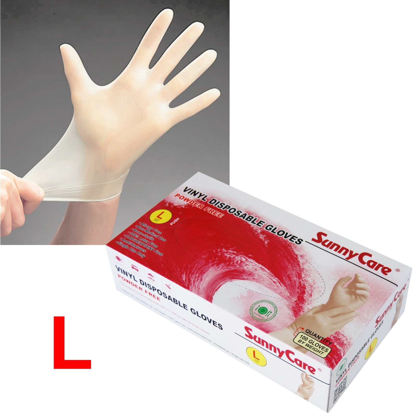 1000pcs Vinyl Gloves Powder Free (Latex Nitrile Free)?[DISCOUNTS] ? Large