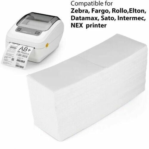 8000 Fanfold 4×6 Direct Thermal Labels. Shipping / Barcode Labels for Zebra UPS
