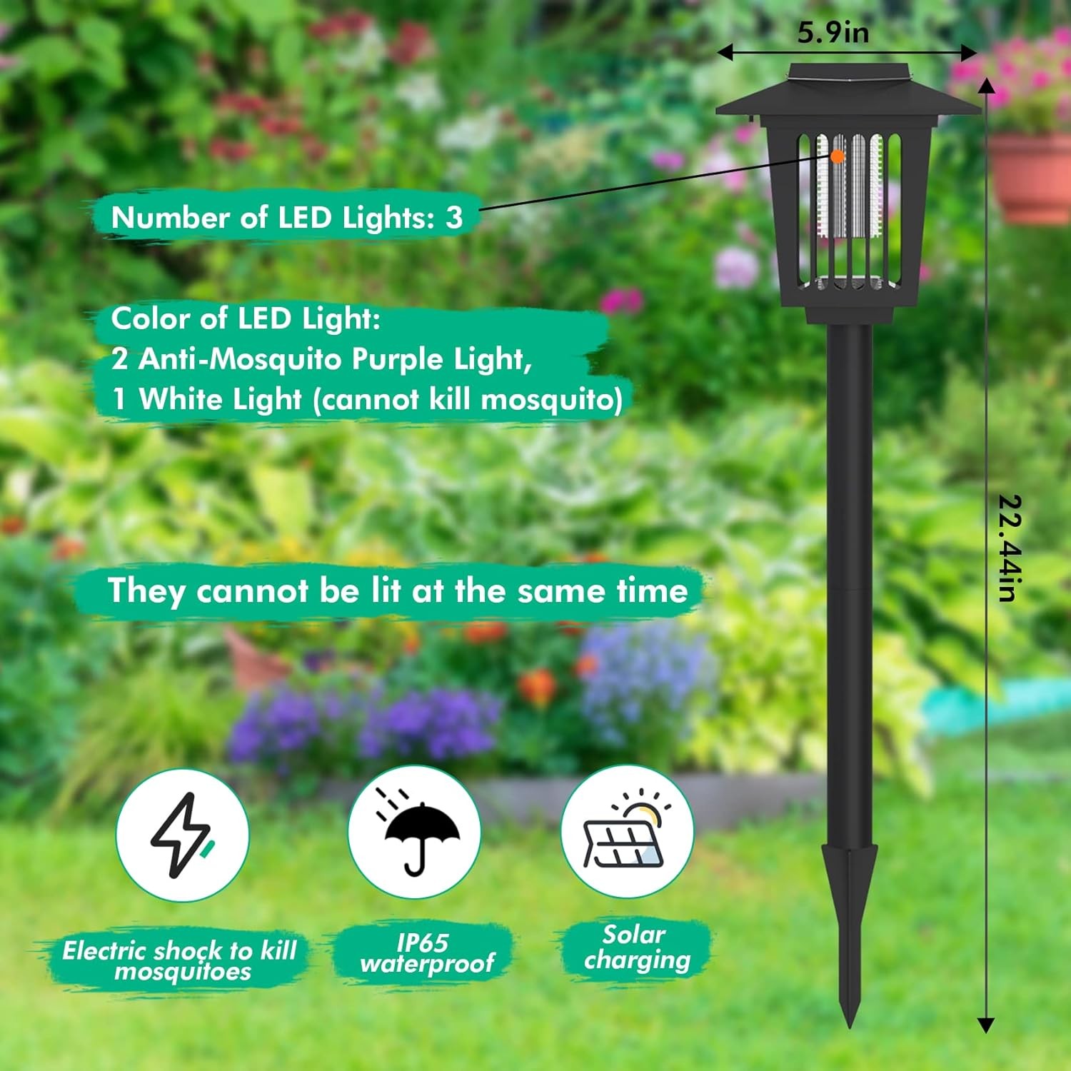 2-Pack Outdoor Mosquito Killer Lamp LED UV Bug Zapper Garden Patio Backyard Safe