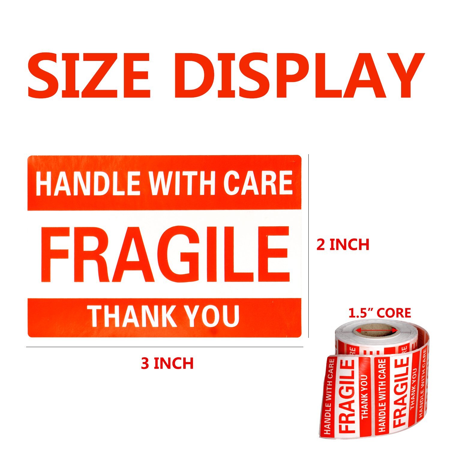2000 Fragile Stickers 2×3 Handle with Care Thank You Warning Labels Mailing US