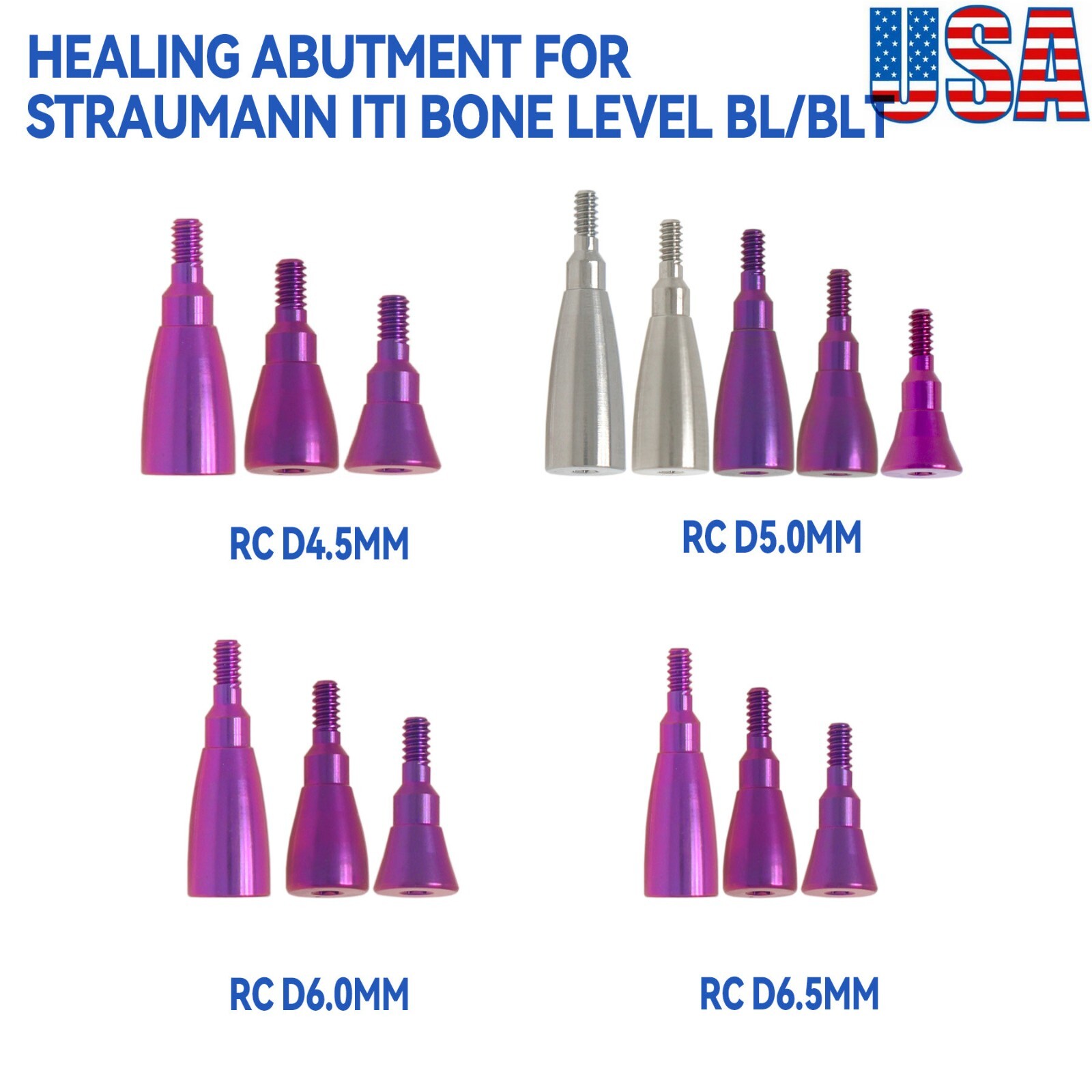 US Dental Healing Abutment NC/RC fits Straumann ITI BL/BLT Cover Screw Cap Ø4.5