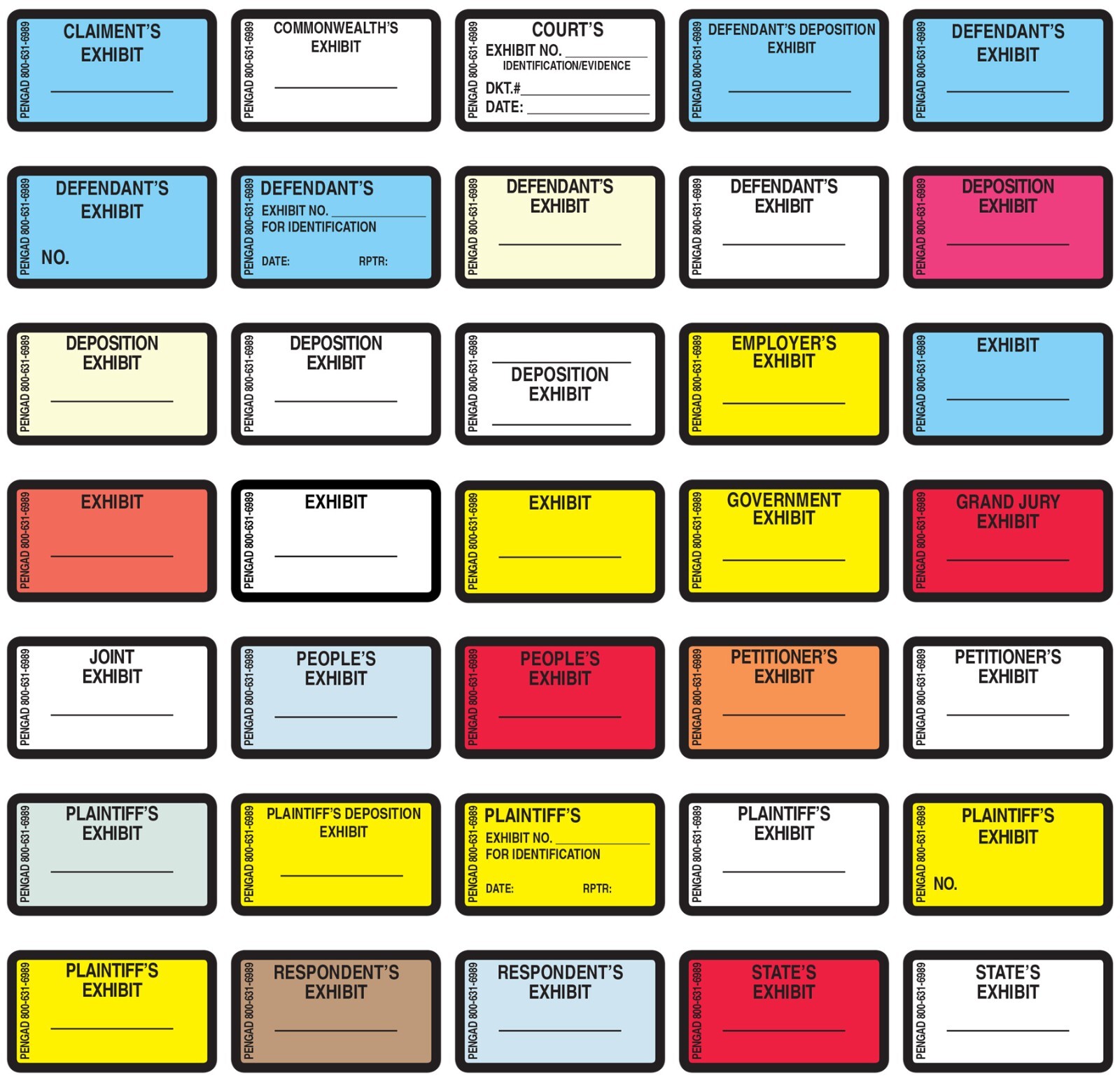 EXHIBIT, 7/8 X 1-1/2 inches, 240 labels per pack , White stickers