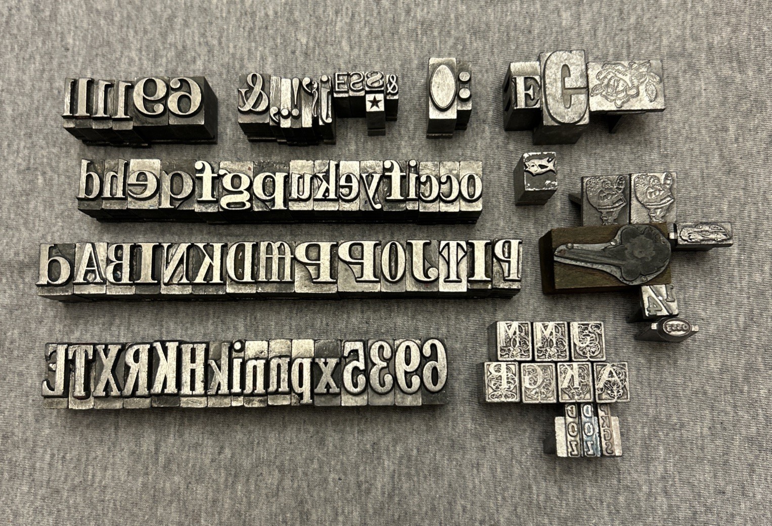 Letterpress Printing Block Mixed Lot Letters, Numbers, Symbols, BB & S Chicago