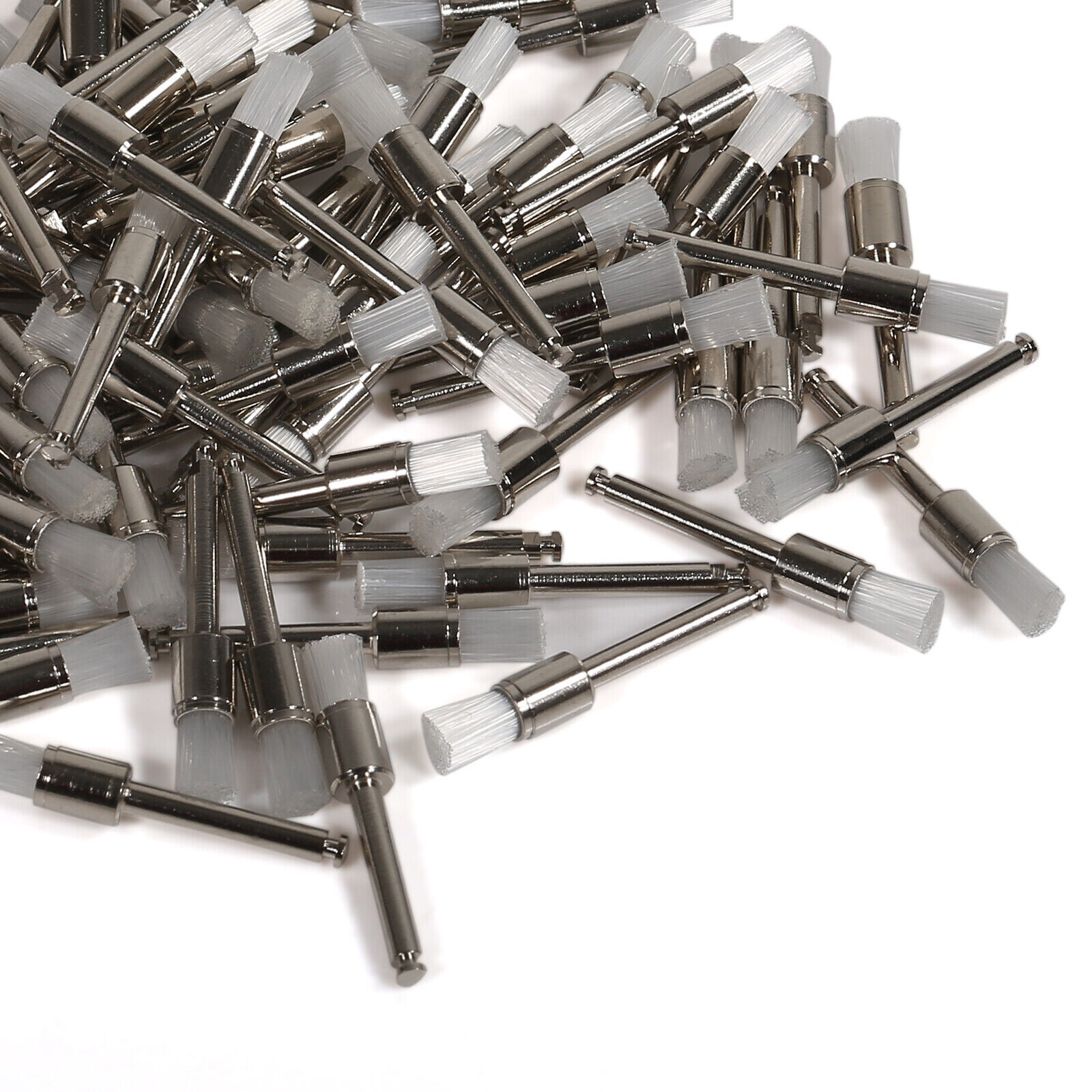 Dental White Nylon Polishing Flat Latch Polisher Prophy Brush Disposable 100 Pcs