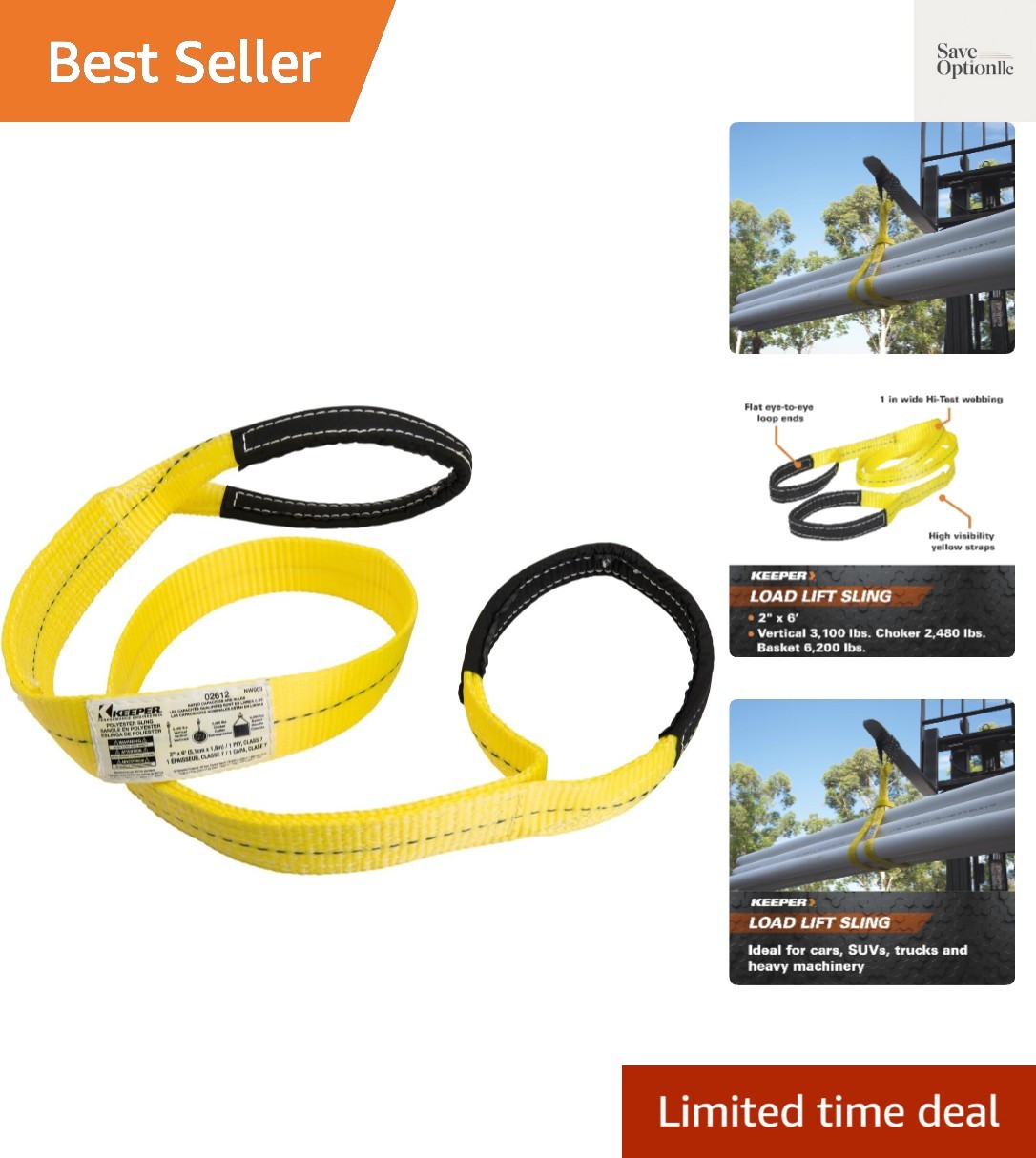 6′ x 2″ Loop Fastener Lift Sling – Multi-Vehicle Compatibility, High Strength
