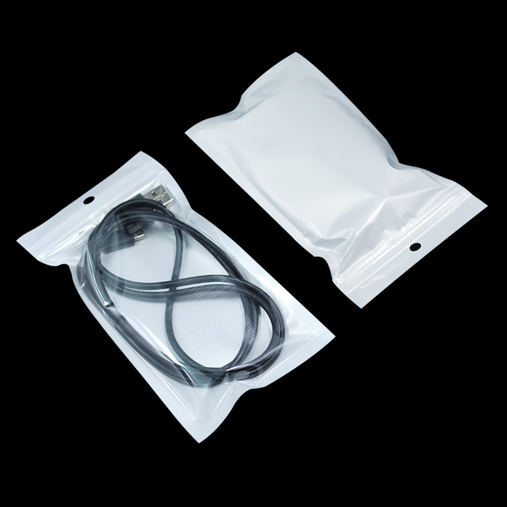 White Clear for Zip Hang Hole Plastic Lock Bags Pouches Retail Package 8cmx13cm