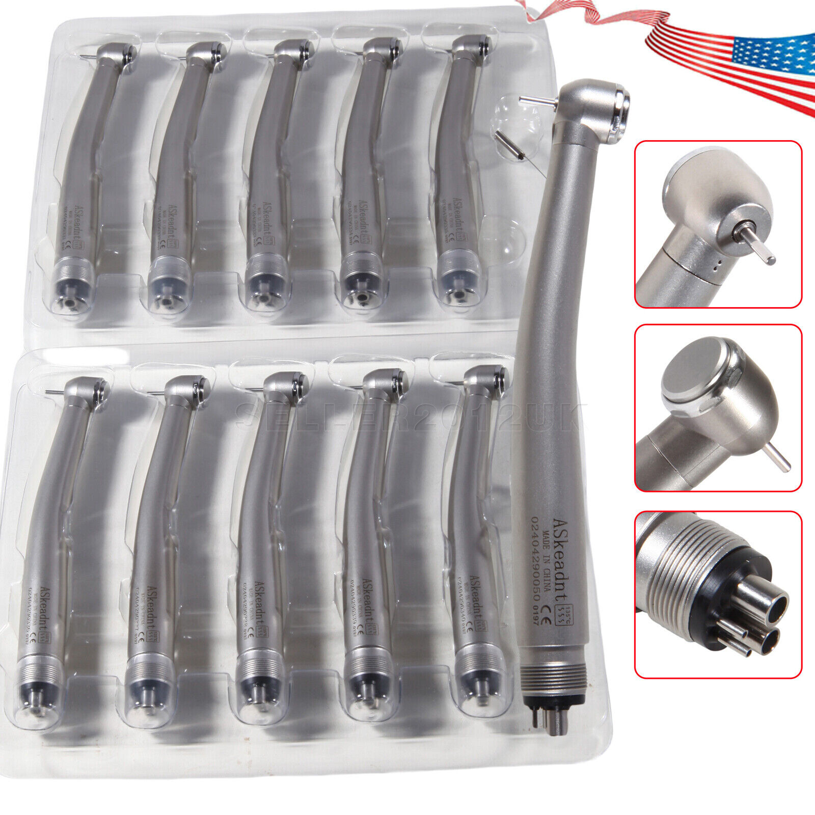 10 PCS Dental PANA MAX Style High Speed Handpiece Push Button 4 Hole Midwest
