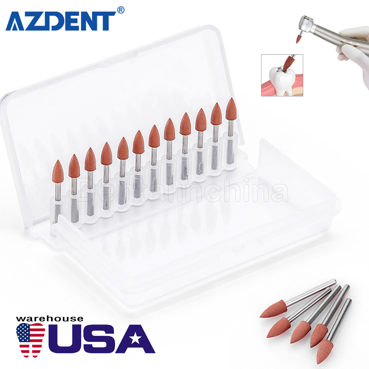 12pcs Dental Polishing Polishers Bur FG 1.6mm Mini Points Brownie Friction Grip
