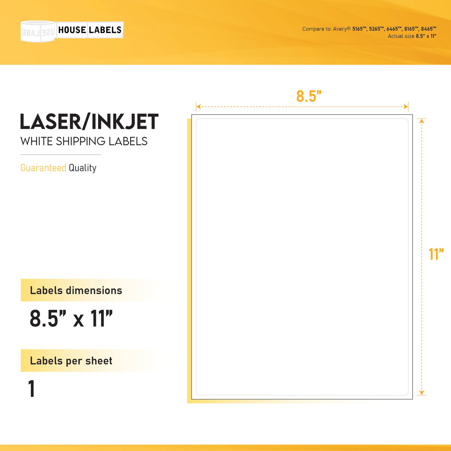 Full Sheet Shipping Labels Self Adhesive Blank 1-UP 8.5″ x 11″ White 200 Sheets