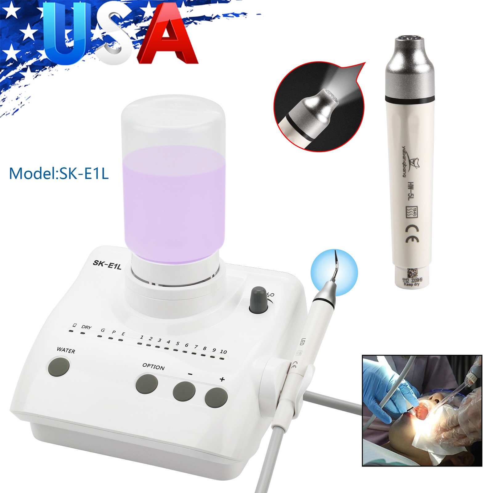 Dental Ultrasonic Scaler Auto Water Supply for EMS SKYSEA + LED Handpiece