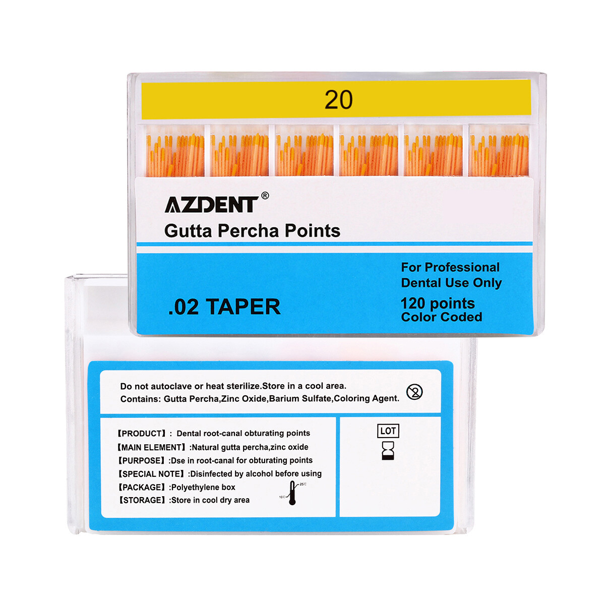 AZDENT Dental Endo Root Canal Gutta Percha Points / Absorbent Paper Points 0.02