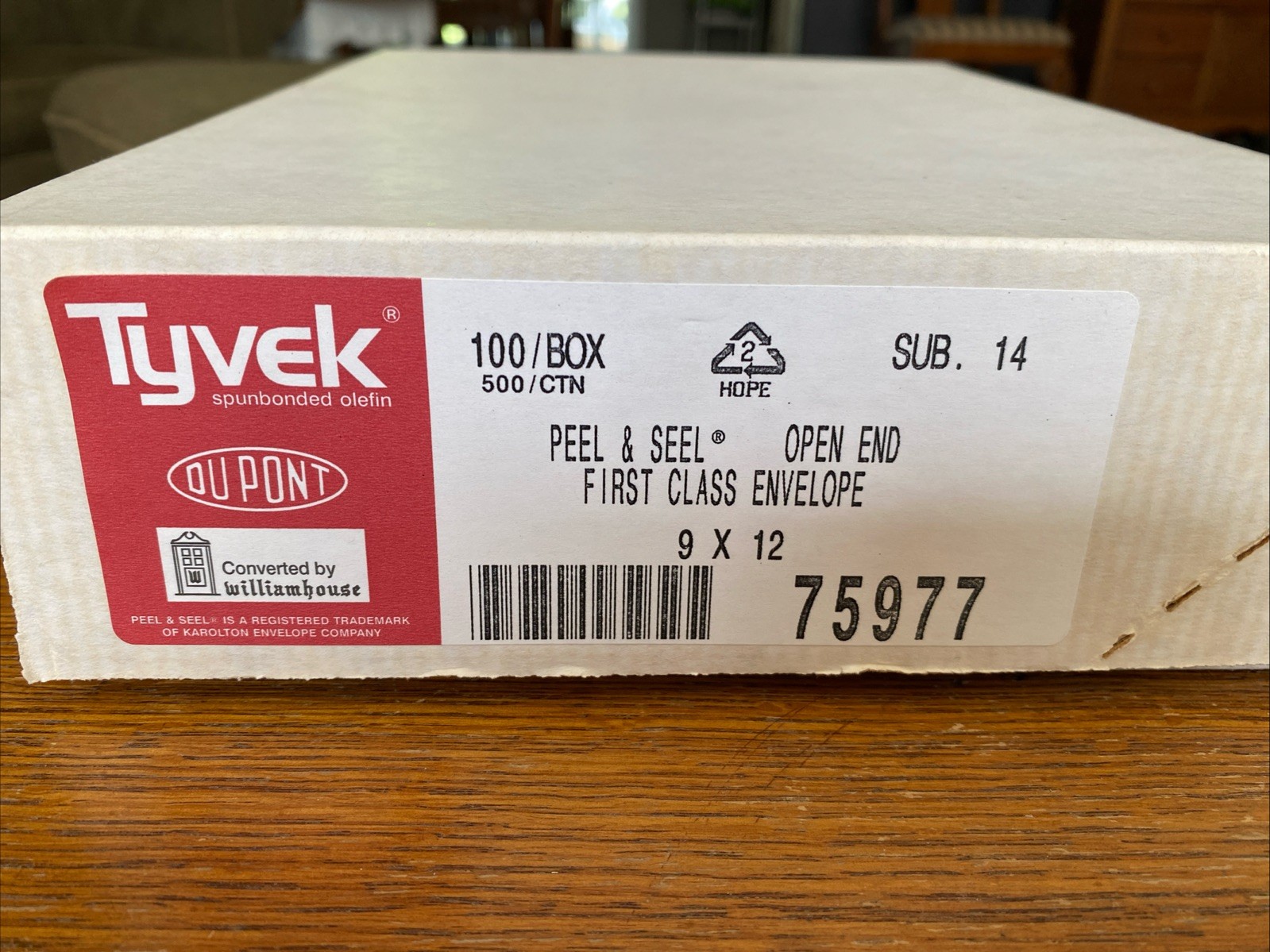 Tyvek DuPont 100ct Peel & Seal Open End First Class Envelope 9×12