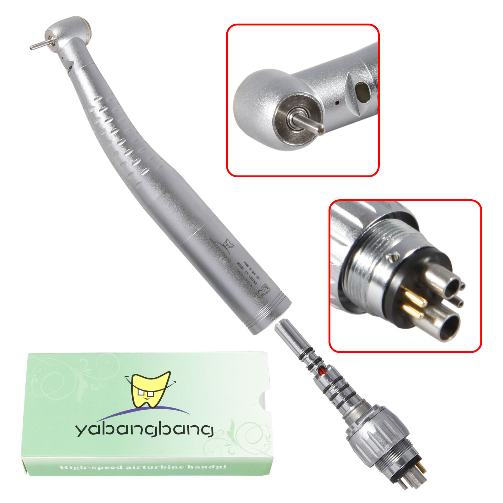 Dental Fiber Optic LED Turbine Handpiece Standard Head / Quick Coupler 6Holes Y6