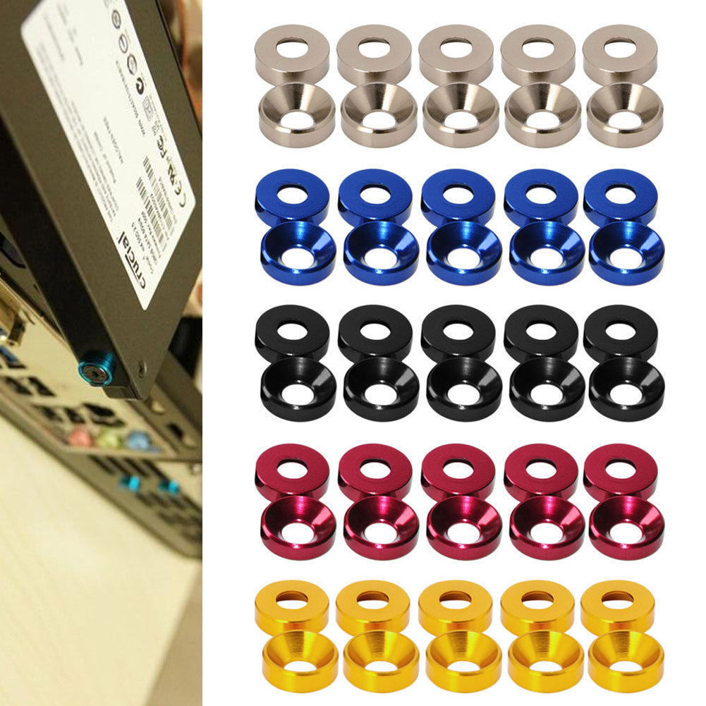Aluminum Alloy M2 M3 M4 M5 M6 Anodized Countersunk Head Bolt Washers Gasket LOT