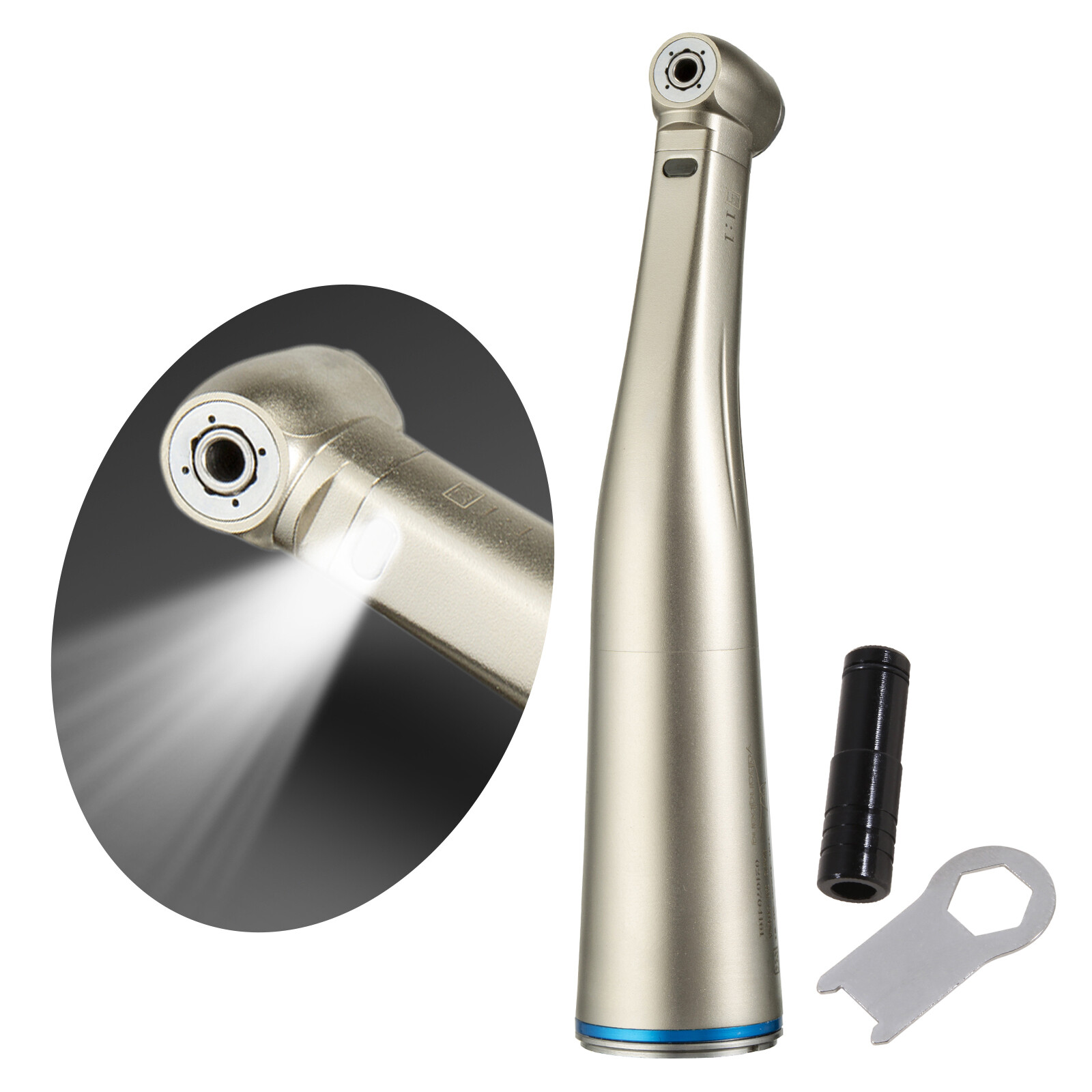 Pieza de mano de contraángulo dental LED Fibra óptica Baja velocidad φ2.35mm