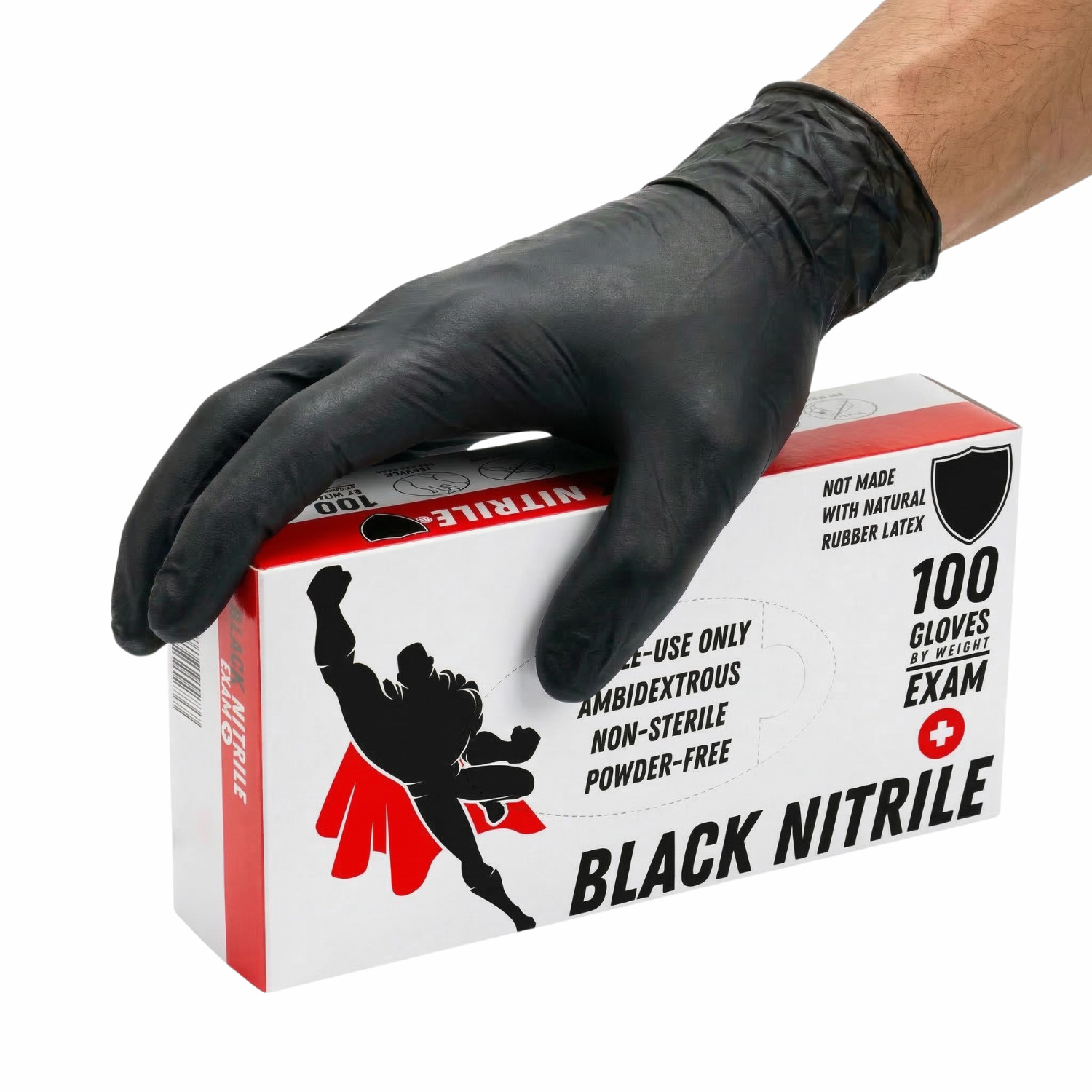 1000 Pieces, Black Nitrile Powder Free Disposable Gloves 2XL 6 MIL Full Texture