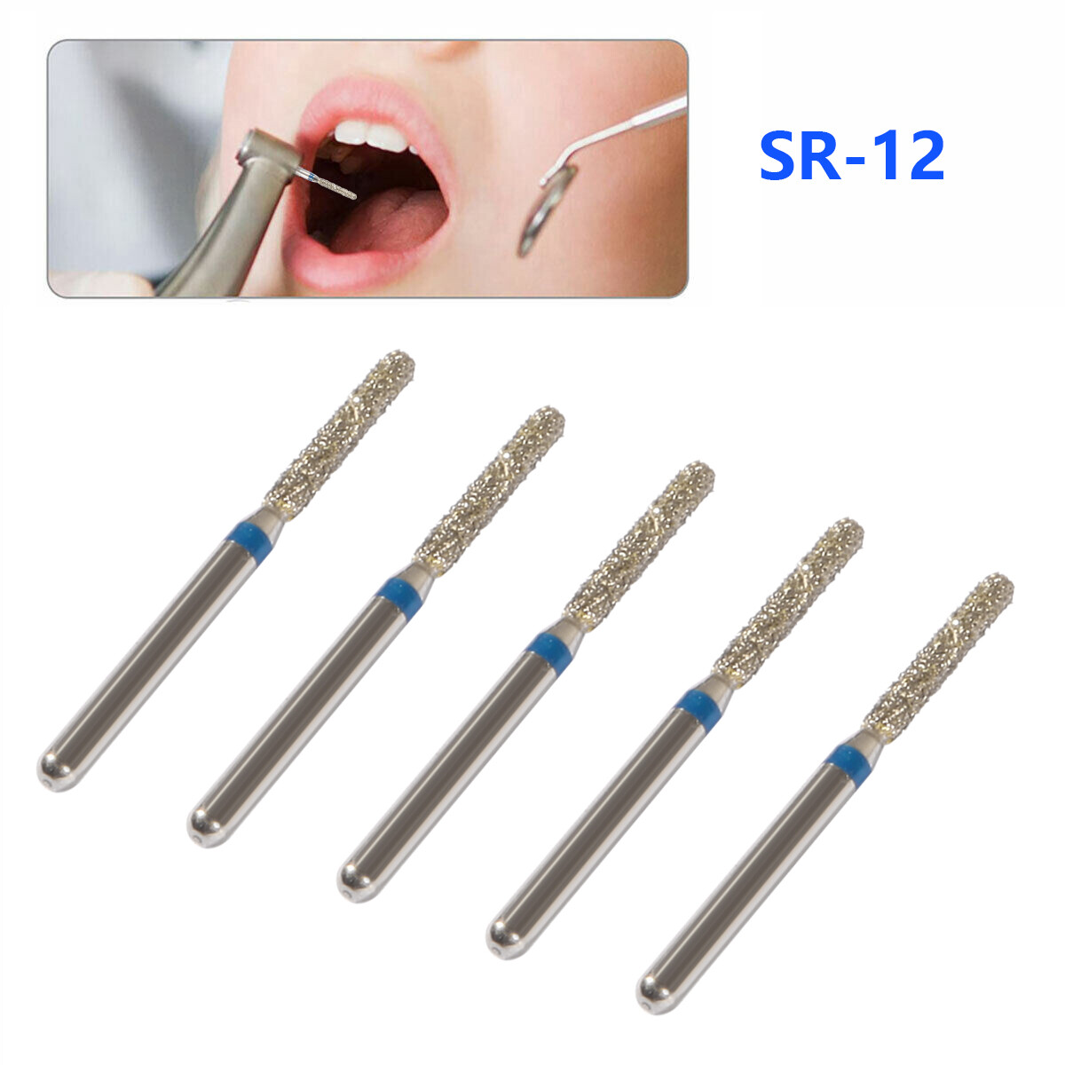 50pcs Dent Diamond Burs SR-12 FG 1.60 mm For High Speed Handpiece