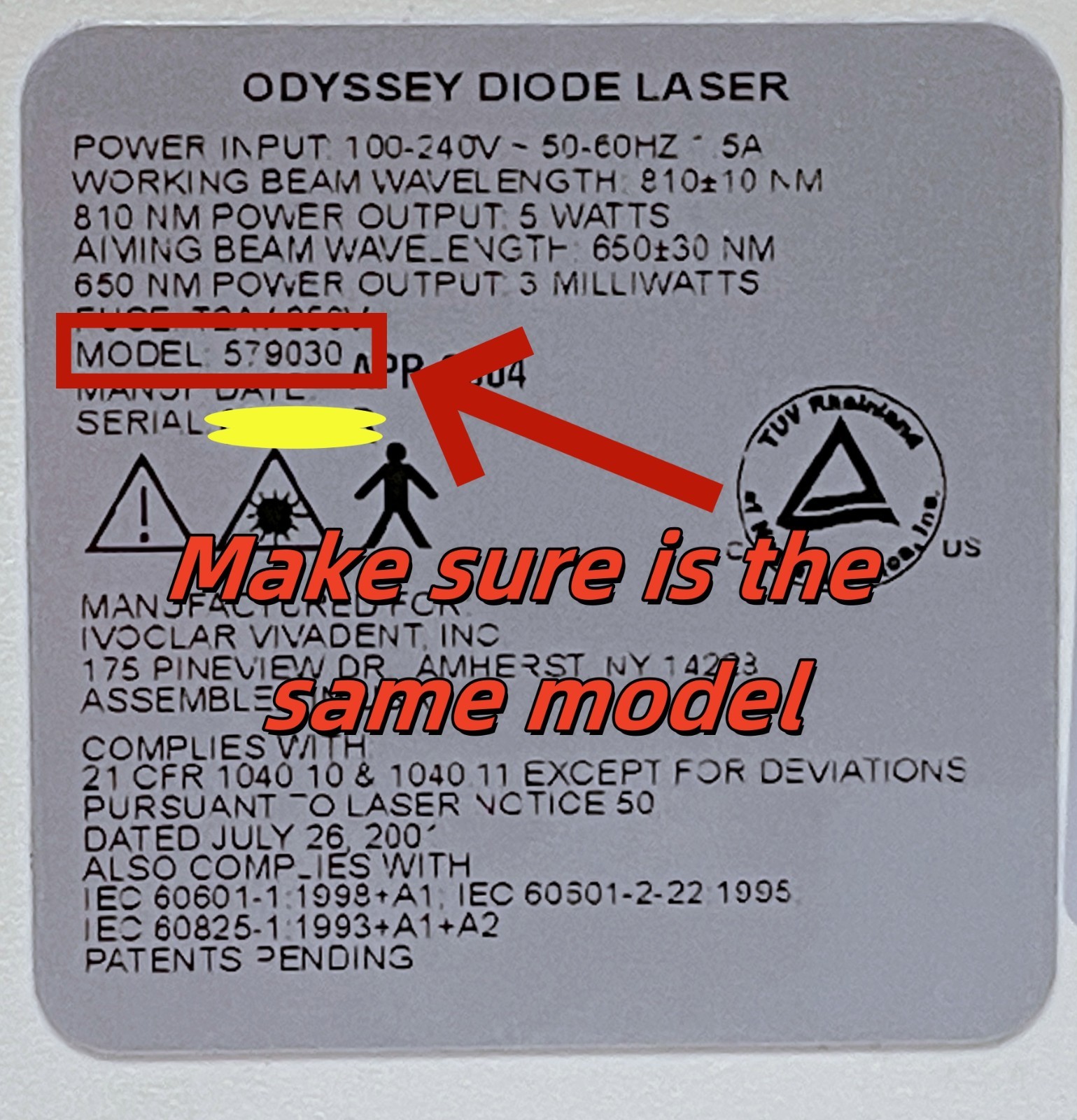 1 Piece Foot Pedal for Ivoclar Vivadent Odyssey Diode Laser Model 579030 Only