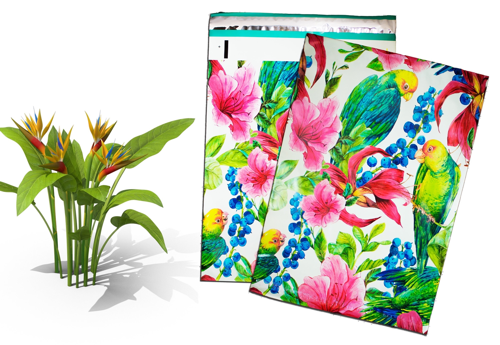 10×13″ Peacock and Parrots Combo Pack, Quality Bird Designer Mailer Shipping Bag
