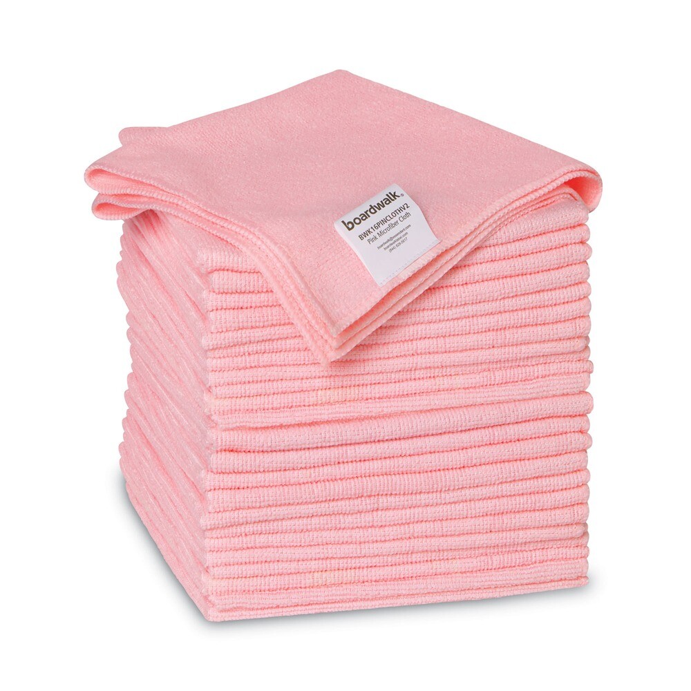 Boardwalk 16PINCLOTHV2 16 in. x 16 in. Microfiber Cloths – Pink (24/Pack) New