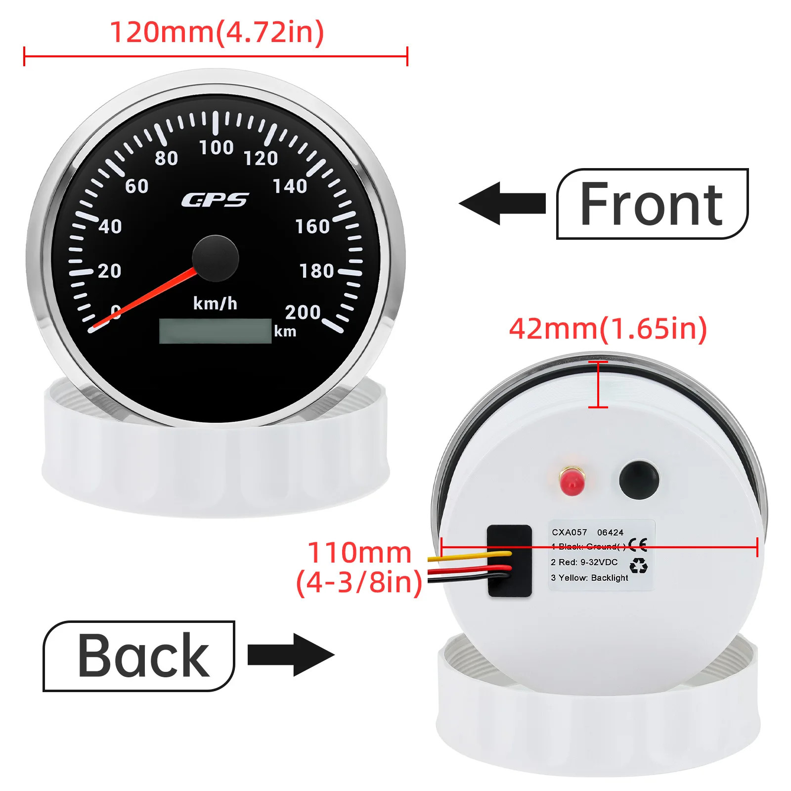 LED Universal 110MM GPS Speedometer 60/80/120/200KMH 80MPH Speed Gauge Meter