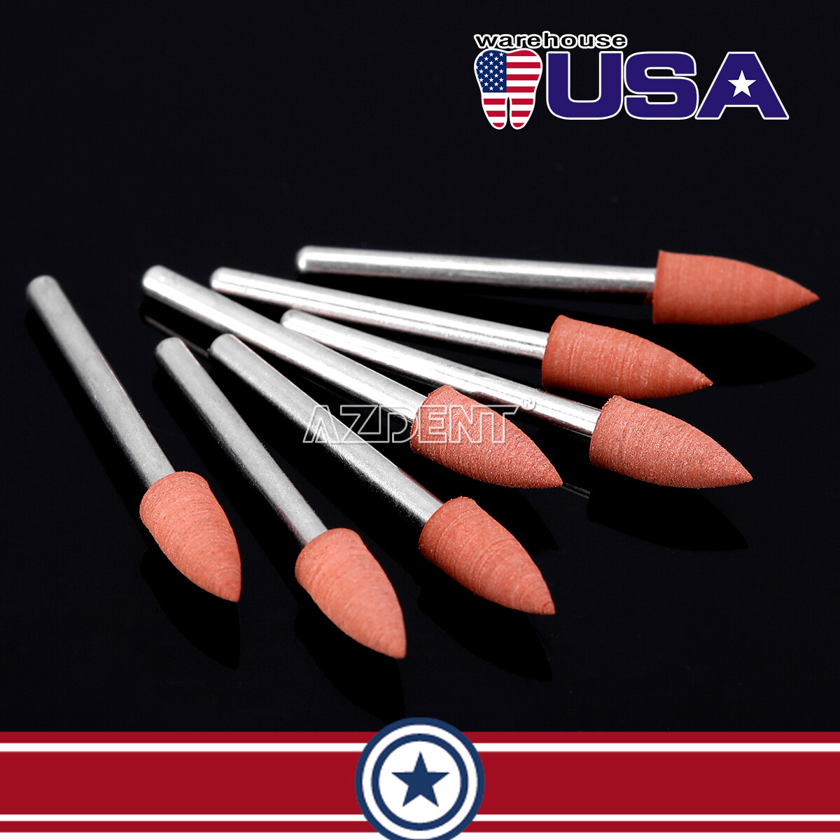 Dental Brownie Polishers Friction Grip FG Burs Mini Points 1.6mm AZDENT 12pc/Bo
