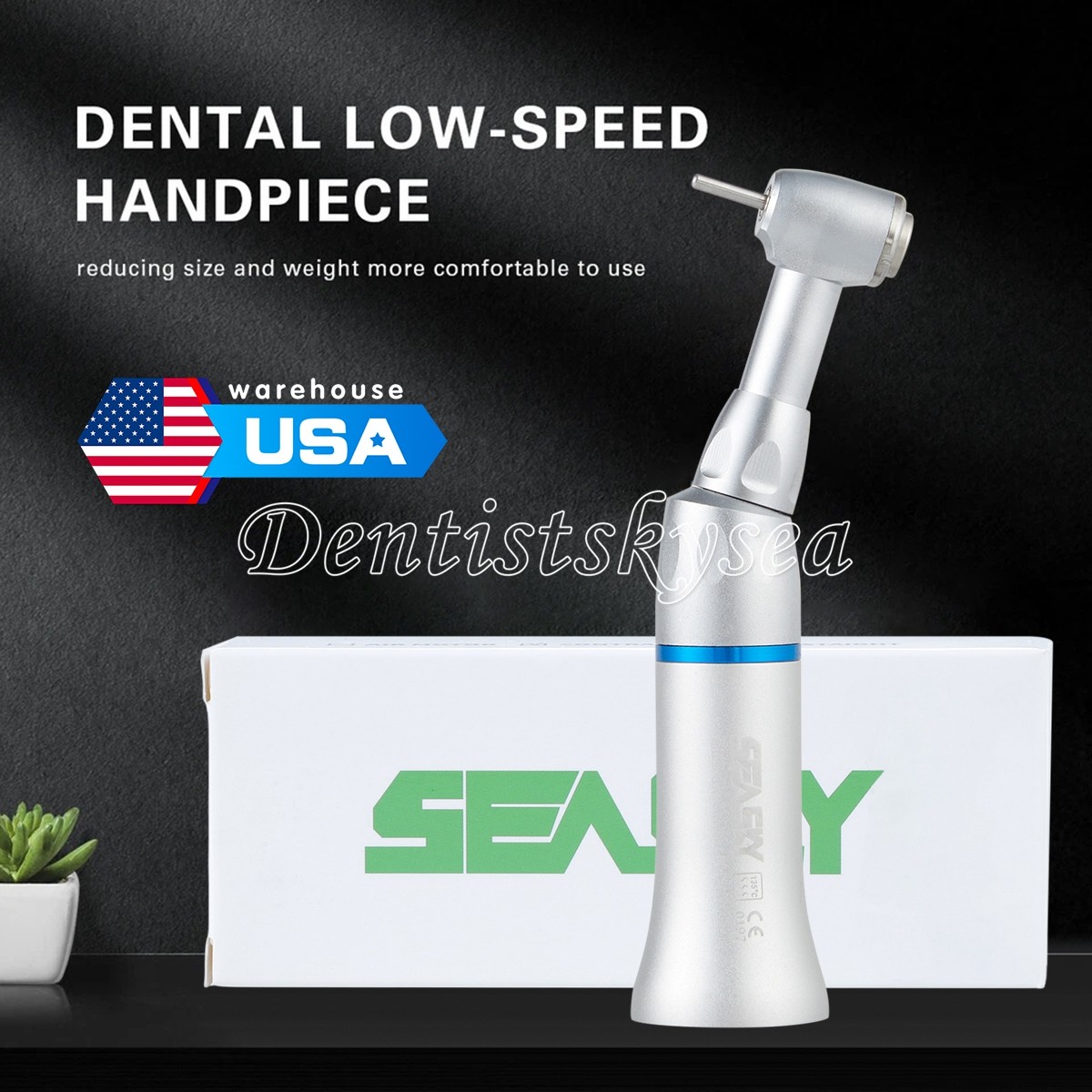 Dental Low Speed Handpiece Push Button Fit FG 1.6mm Burs Contra Angle