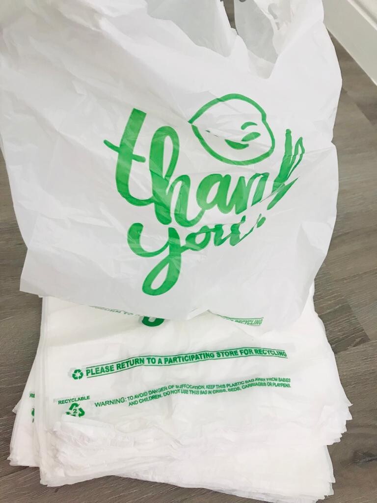 THANK YOU T-Shirt Bags 11.5″ x 6.5″ x 21″ White Plastic Shopping bag 100- 1000