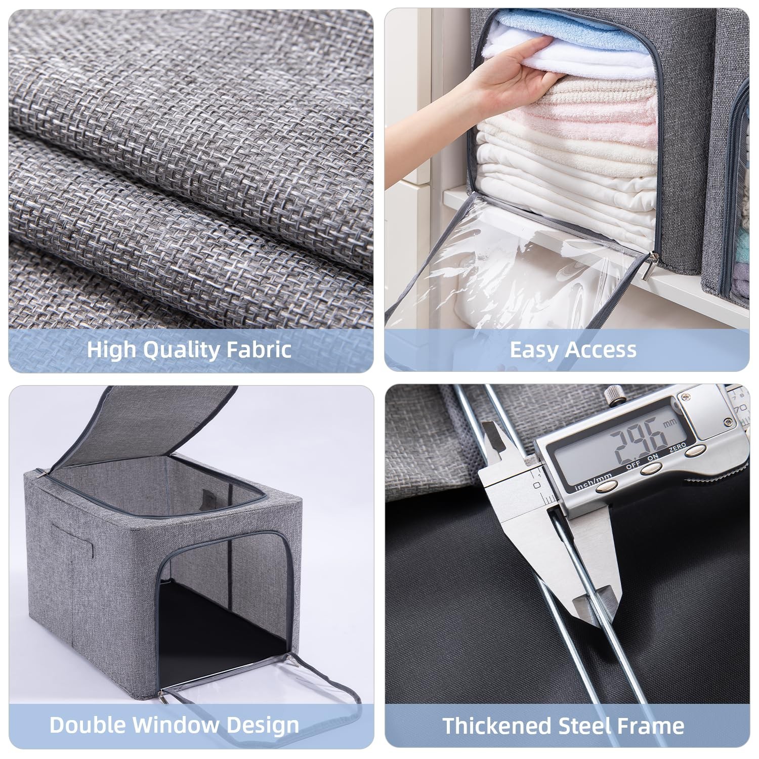 GuliPostan 3 Pack 31L Stackable Clothes Storage Bins with Metal Frame Handles…