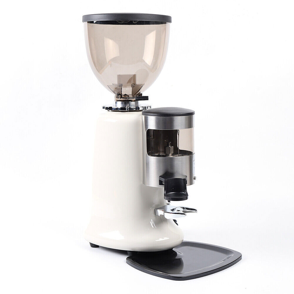 64mm Flat Burr Coffee Grinder 350W 1.2kg Hopper White 200g Dispenser