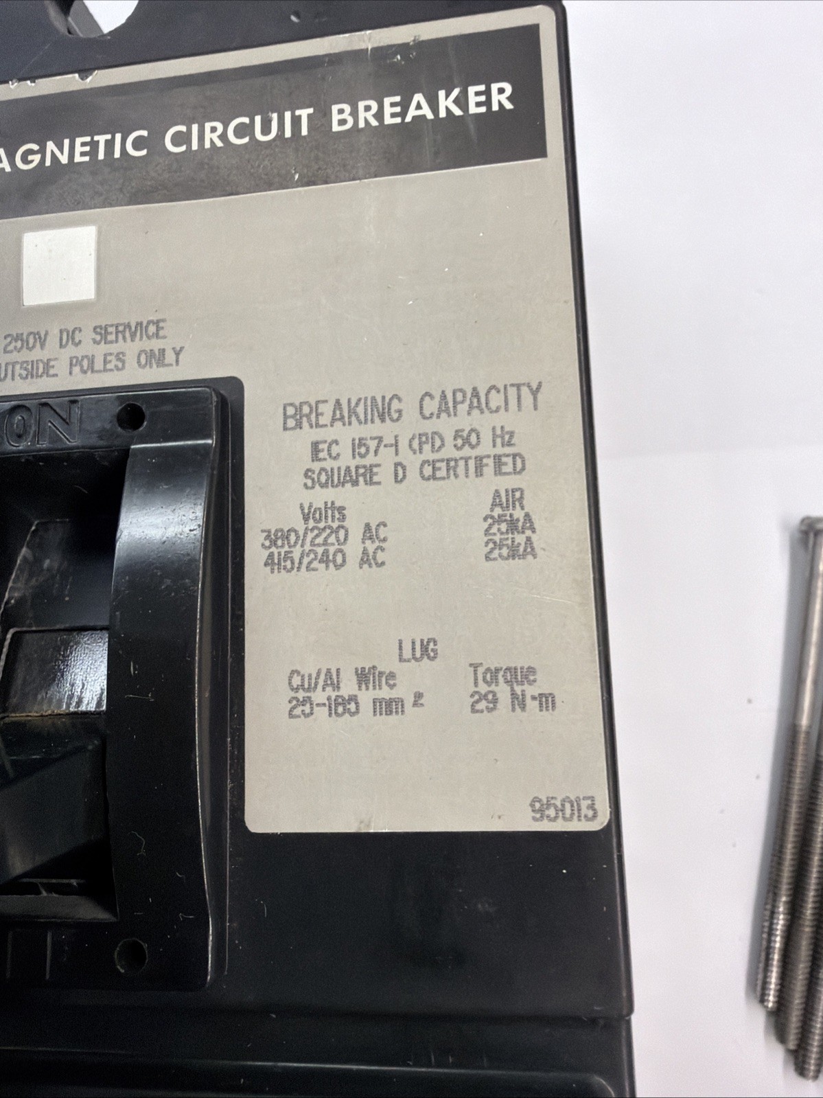 Square D 175A 3 Phase Pole Breaker 600V KAL36175 Line Load Lugs 175 Amp