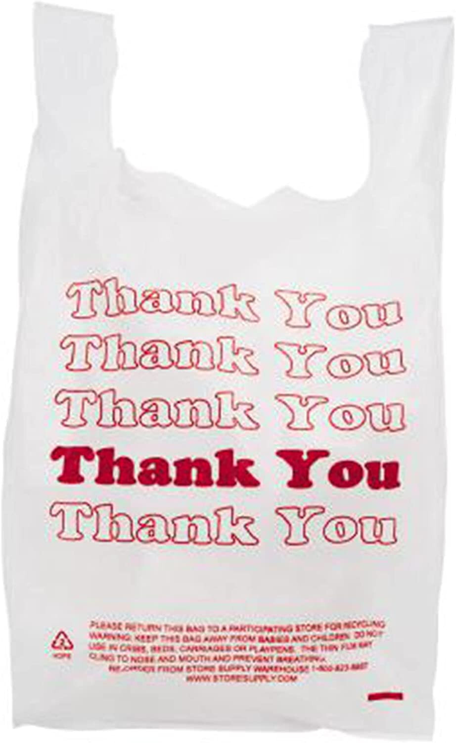 Plastic Bags Grocery Thank You 1000 T-Shirt Supermarket 11 ½ x 6 x 21″ Shopping