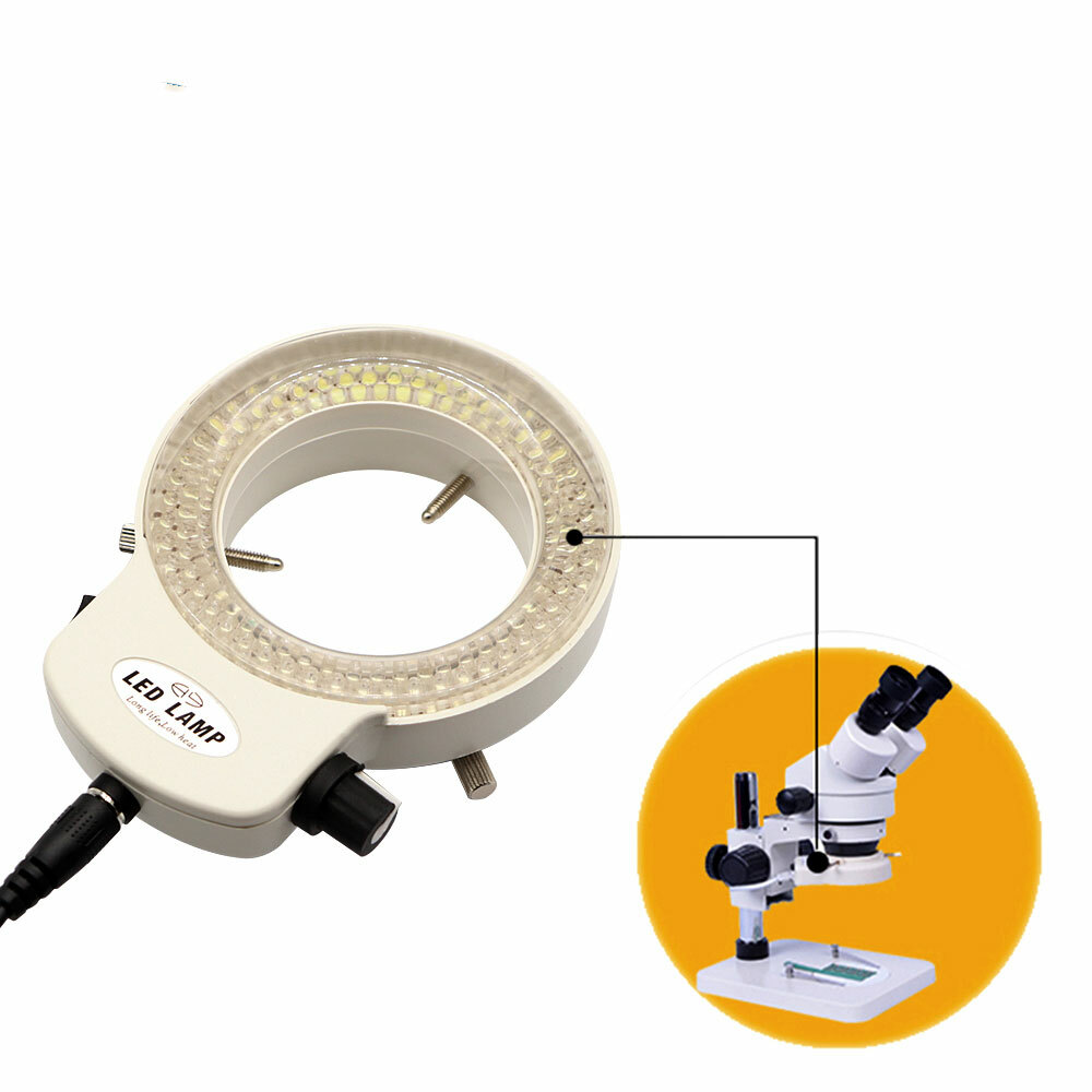 Microscope 144 LED Bulbs Microscope Ring Light Illuminator Lamp Adjust US Plug