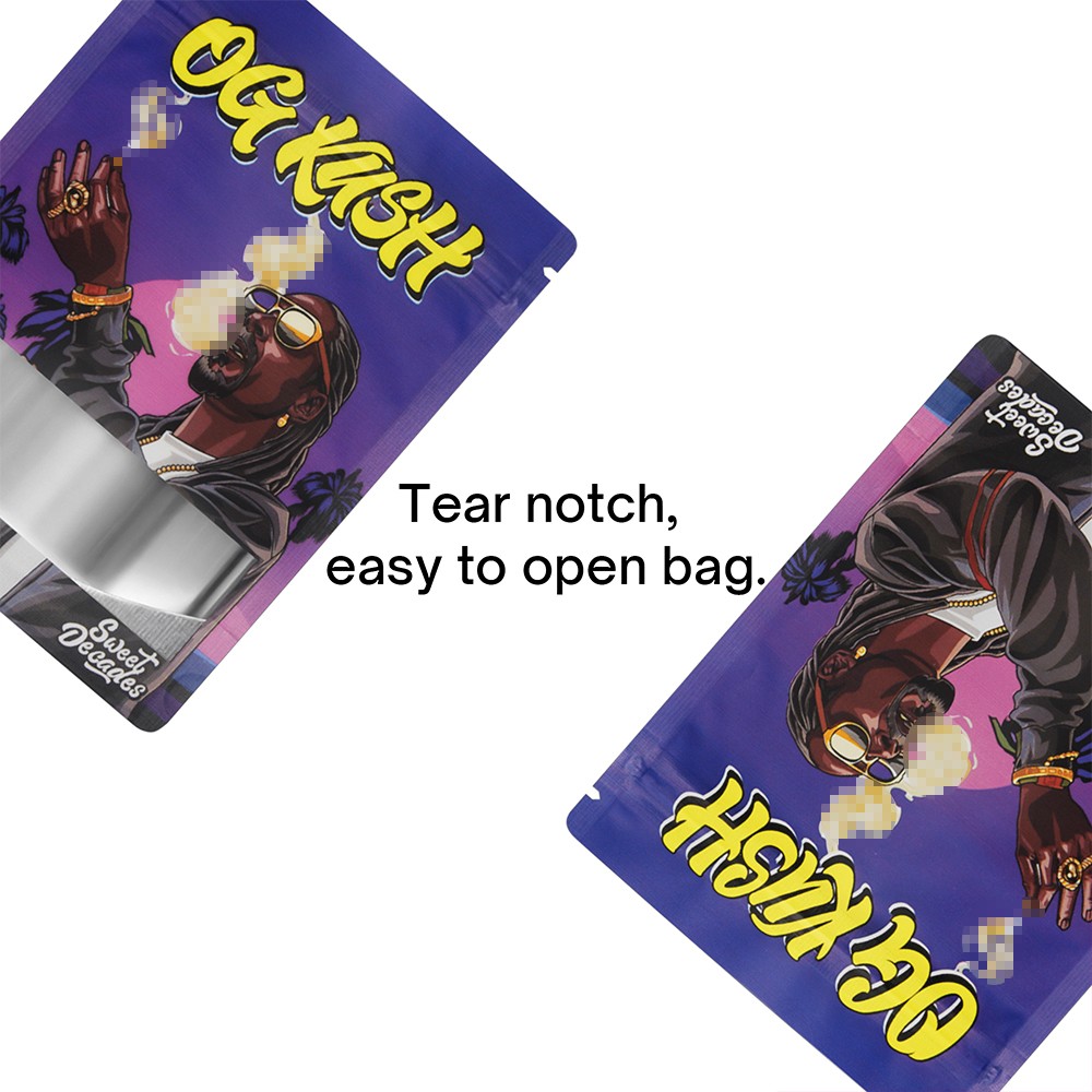 100pcs Mylar Food Bags Smell Proof Resealable Stand Up Pouch 3.5g for Candy