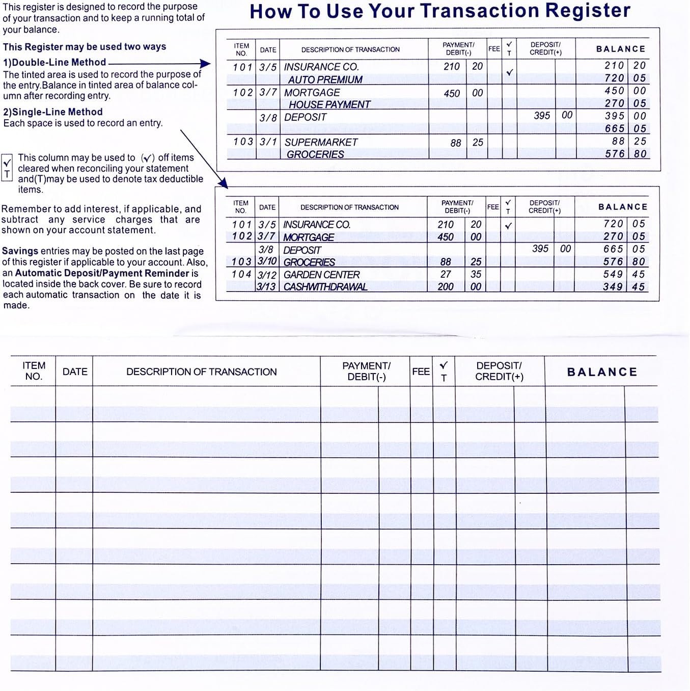 12 Pack Checkbook Register, Check Register Books For Personal & Work Use