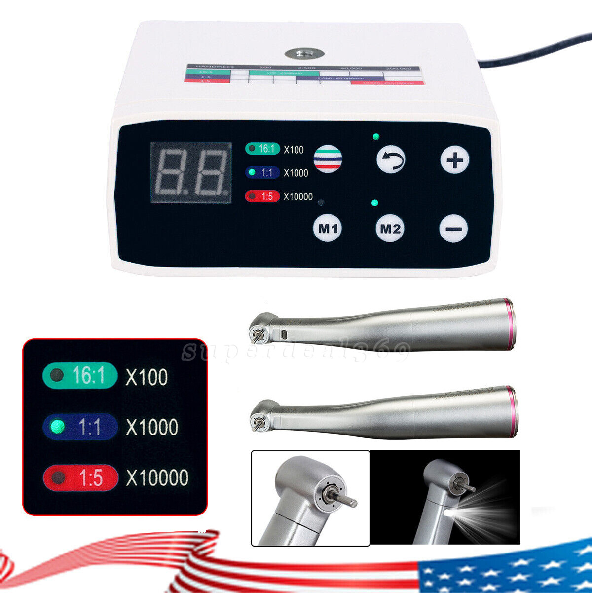 NSK Style Dental Brushless LED Electric Micro Motor/1:5 Increasing Handpiece