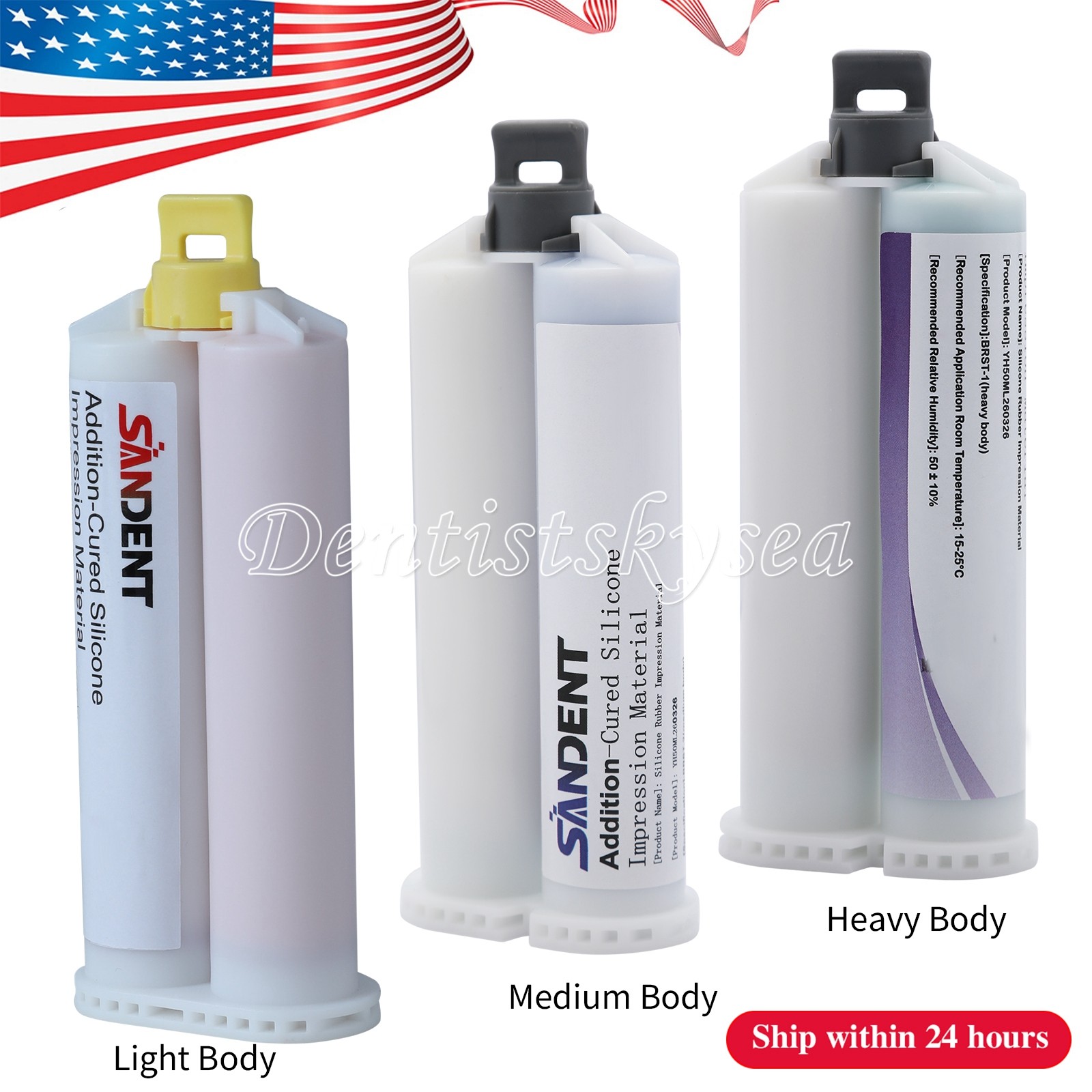 LIGHT MEDIUM HEAVY Body Impression Material Dental VPS FAST SET 50ML Cartridges