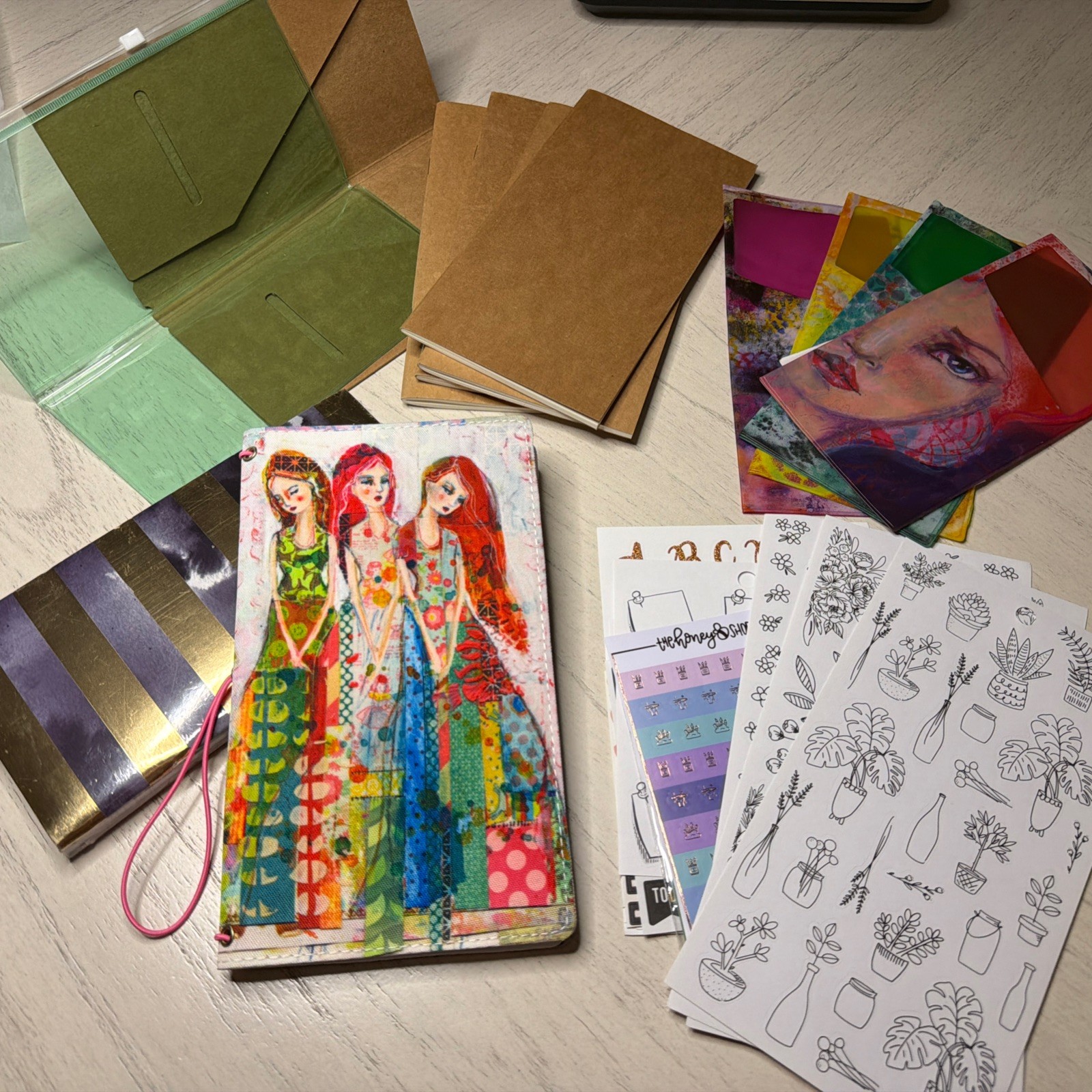 New Jane Davenport Tn Travelers Notebook Inserts Stickers + Mystery Gifts Lot