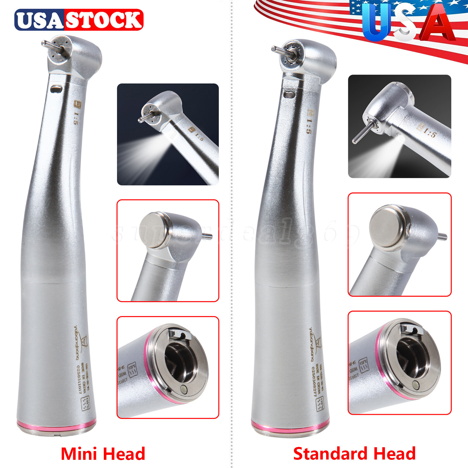 Dental 1:5 Fiber Optic LED Increasing Contra Angle Handpiece Fit NSK E-type YBB