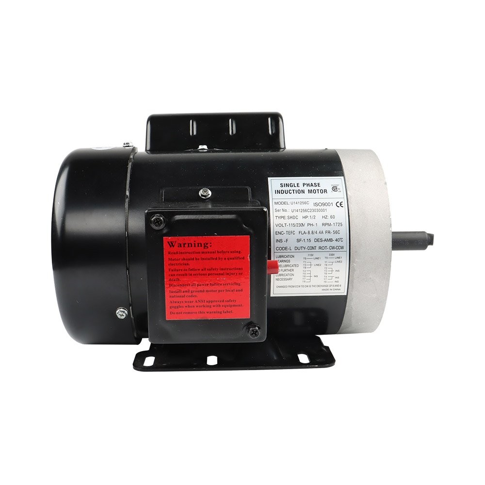 1/2 HP Electric Motor 56C Frame 1750 RPM 1 Phase TEFC 60Hz General Purpose