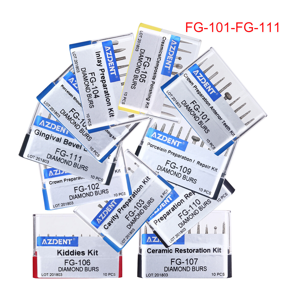 Dental Diamond Burs FG1.6mm Tooth Drill FG101-FG117 Fit for High Speed Handpiece