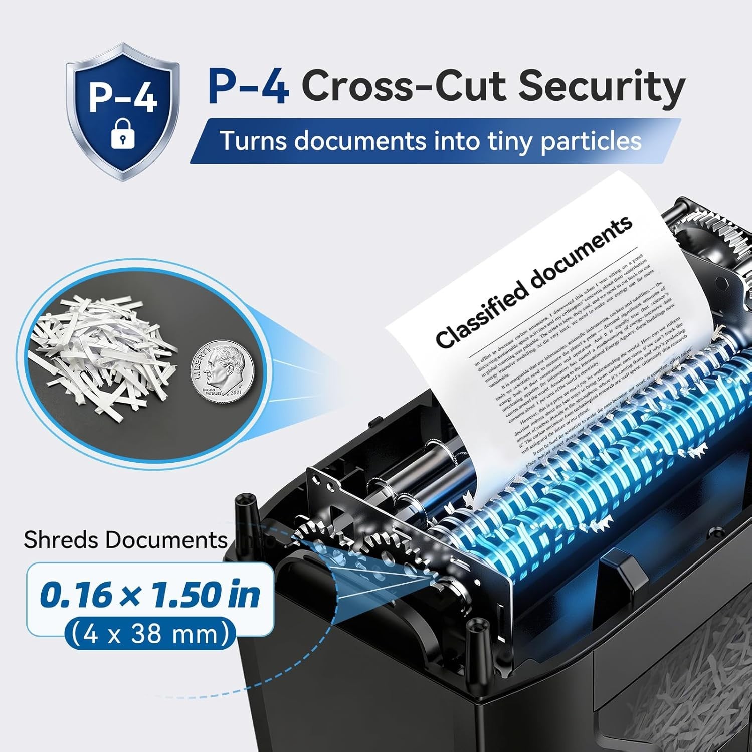 Compact 8-Sheet Cross-Cut Shredder, Extremely Quiet 58dB with Safety Features