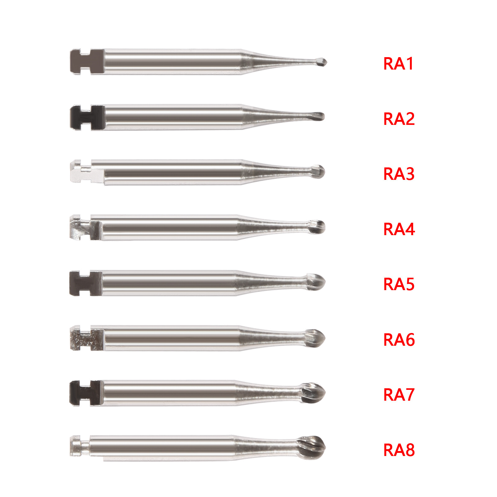 Dental Round Latch Carbide Bur RA 1 2 3 4 5 6 7 8 Midwest For Slow Speed SQ