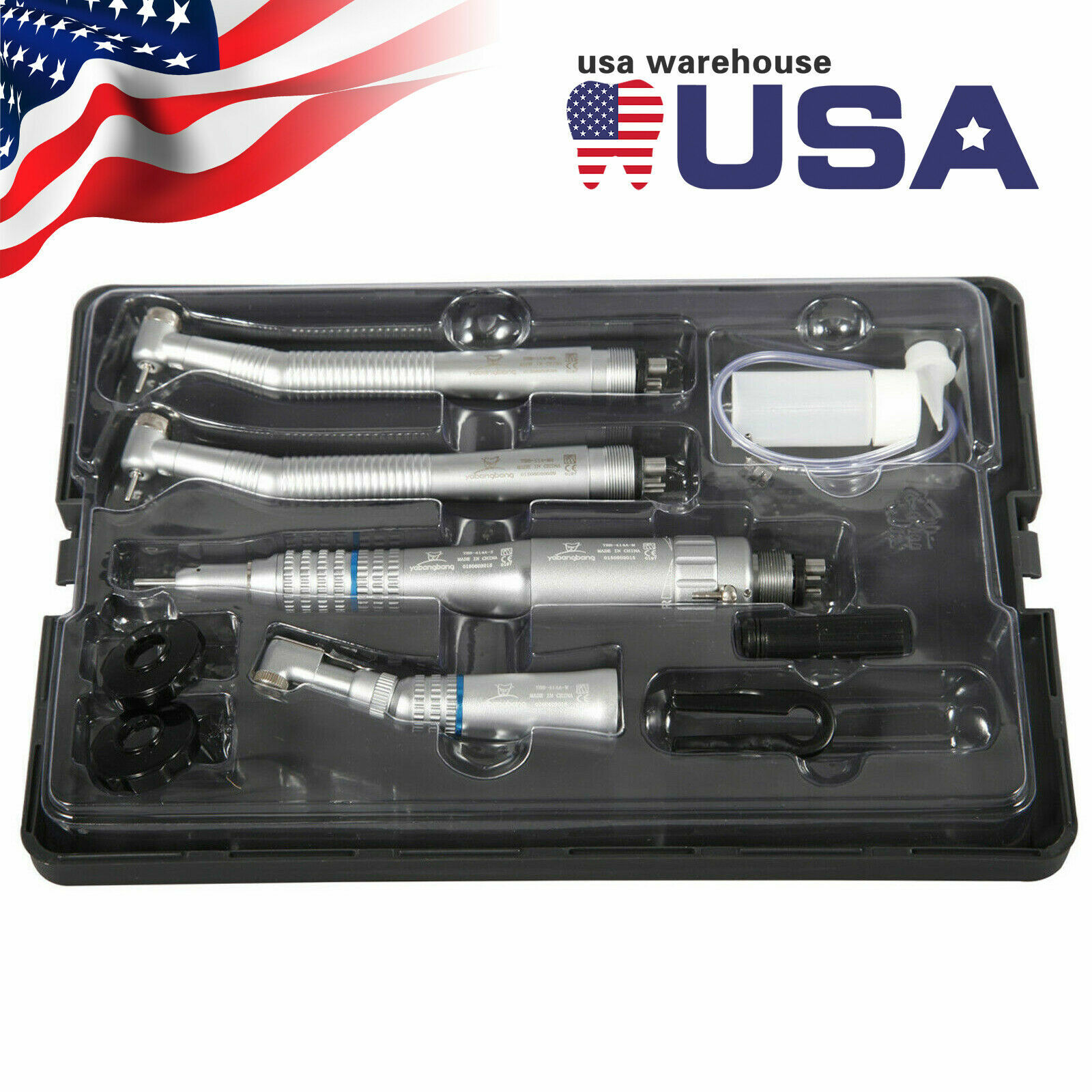 NSK Style Dental High Low Speed Handpiece 4 Hole Contra Angle Straight / Kit